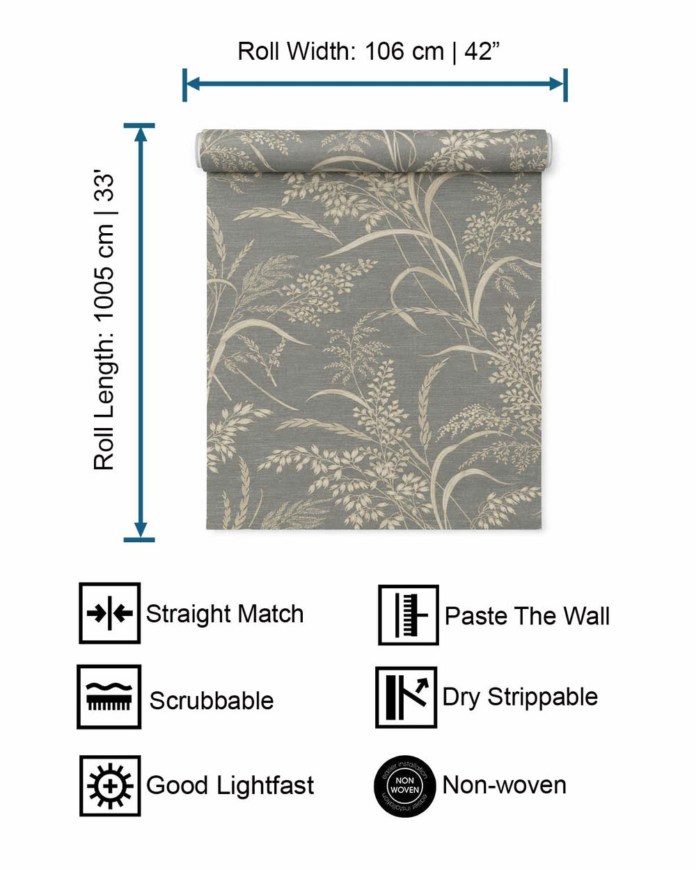 Turtle Bay Sprig Grasses Textured Wallpaper R10771