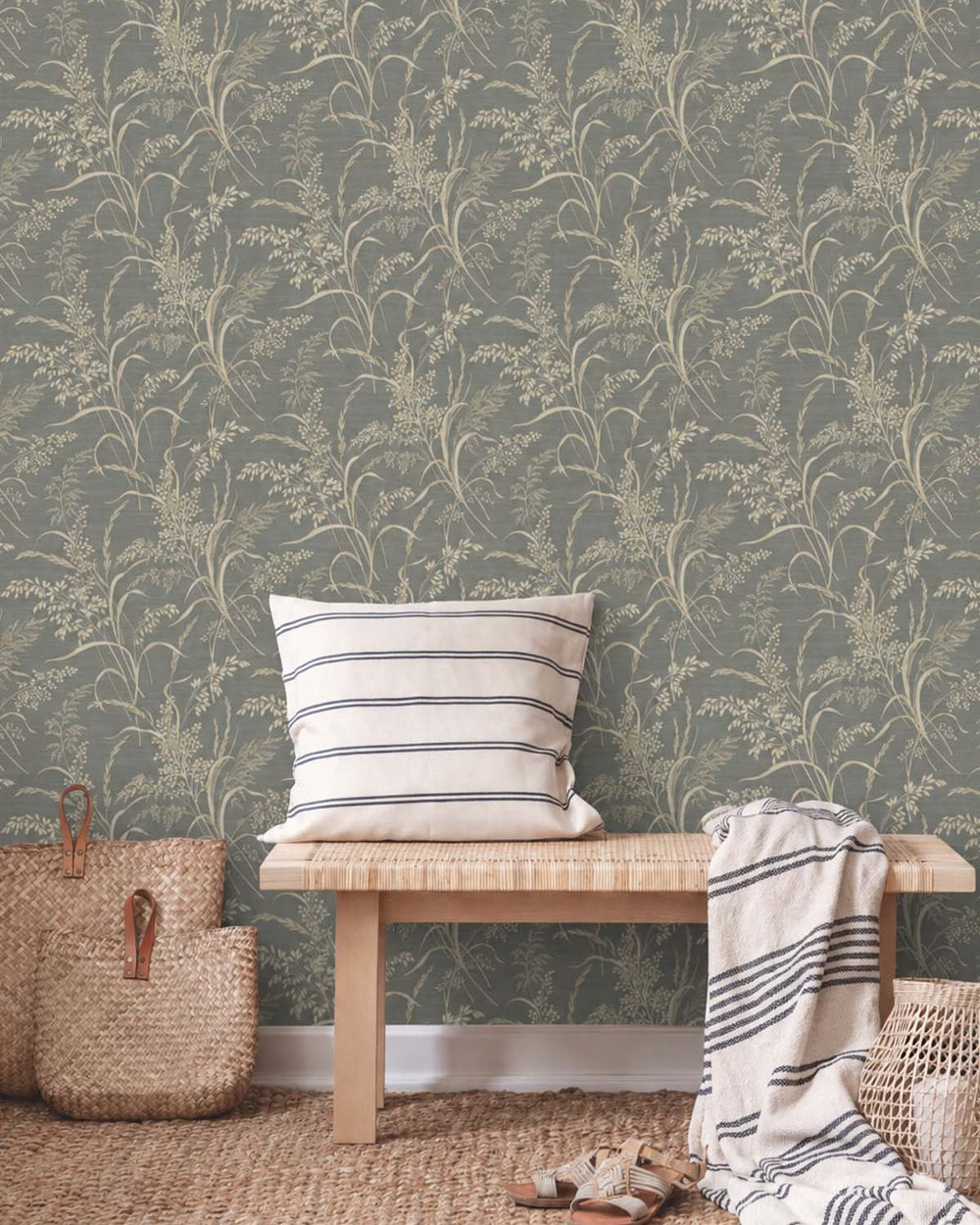 Turtle Bay Sprig Grasses Textured Wallpaper R10771