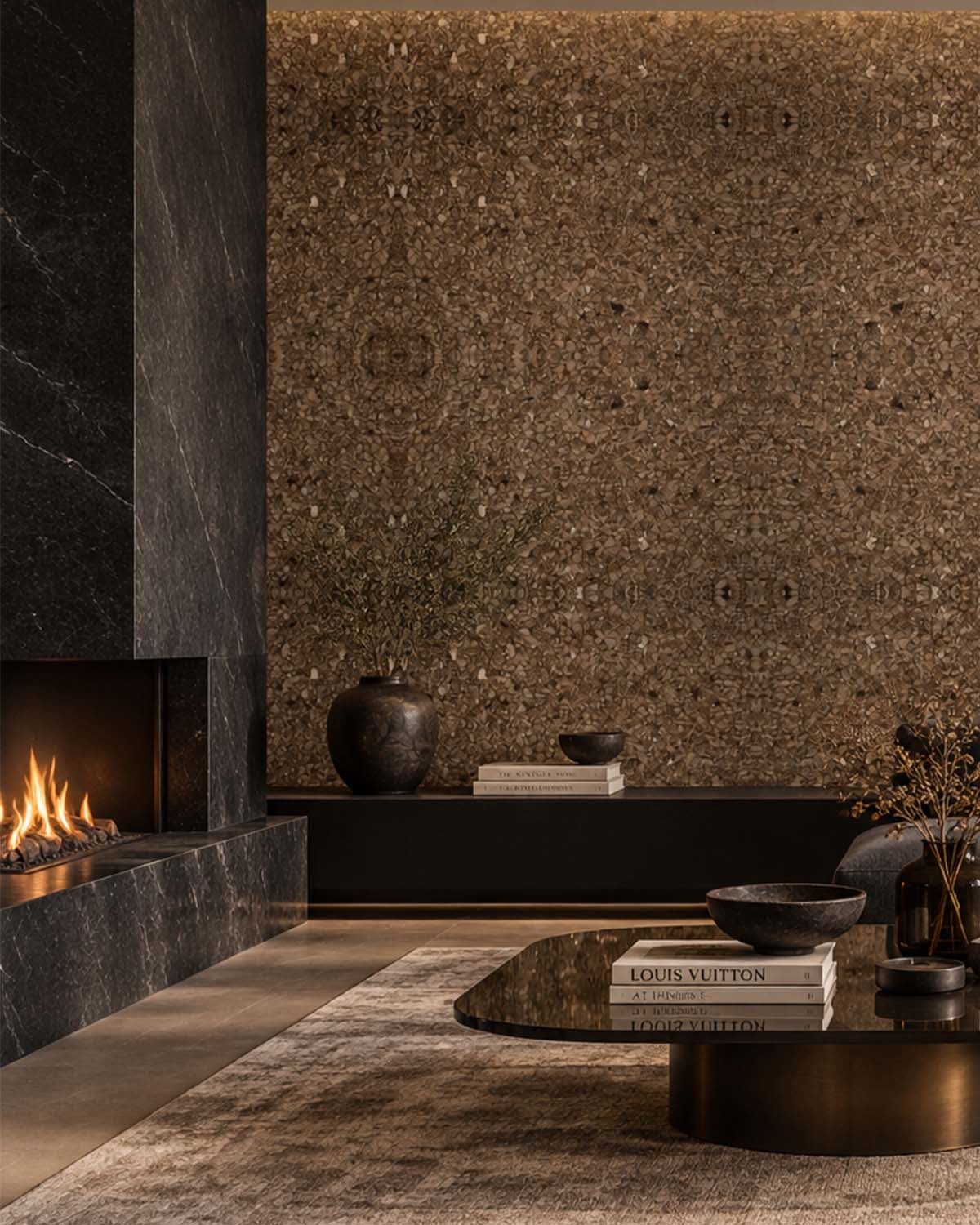 Metallic Mica Brown and Beige Rocky Road Wallpaper R4594