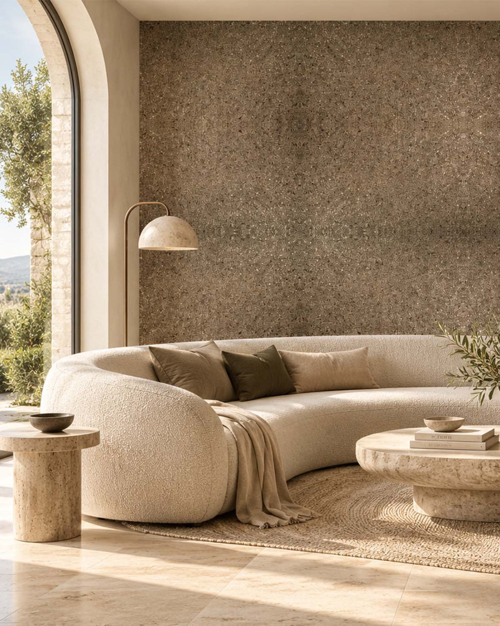 Metallic Mica Brown and Beige Rocky Road Wallpaper R4594