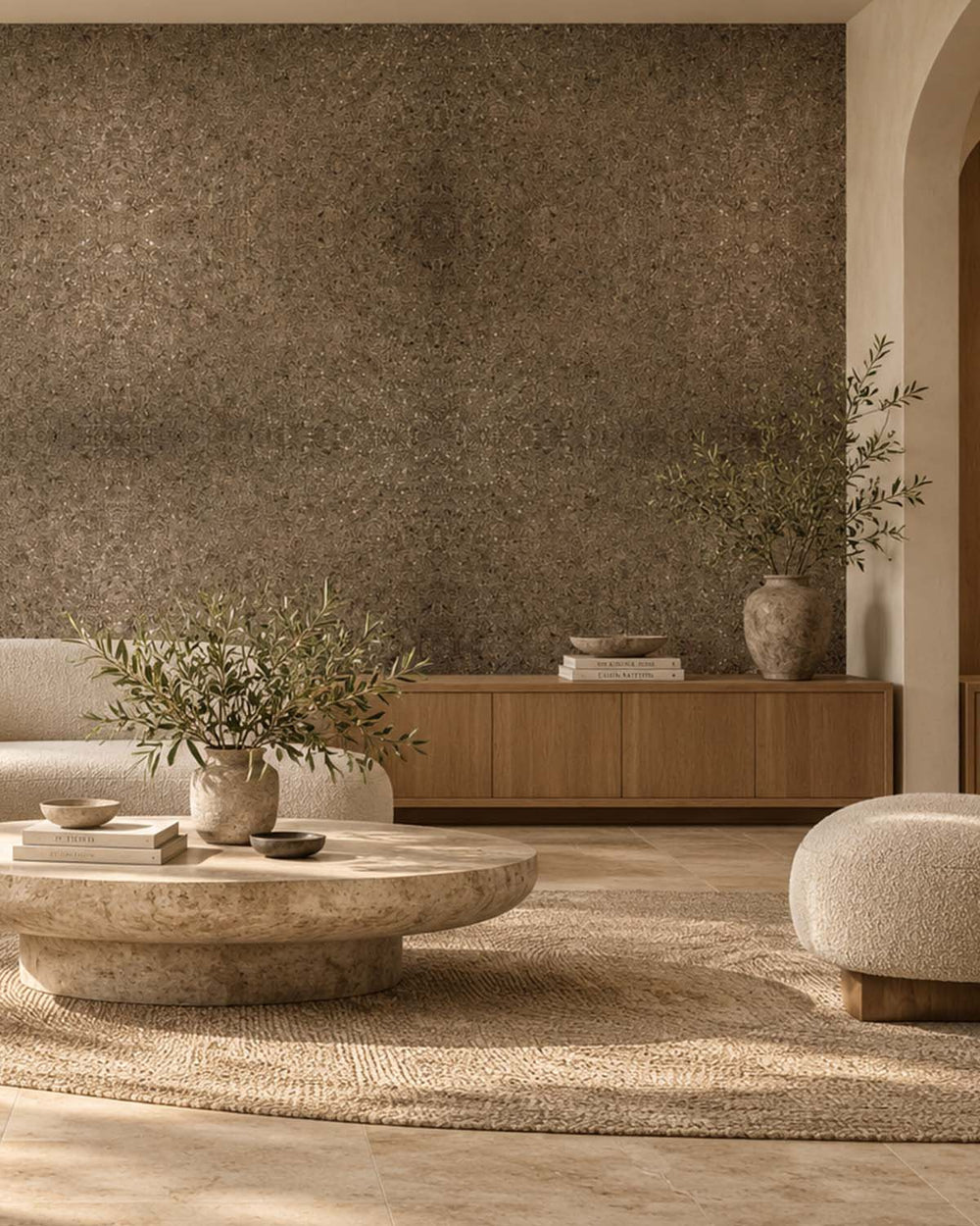 Metallic Mica Brown and Beige Rocky Road Wallpaper R4594