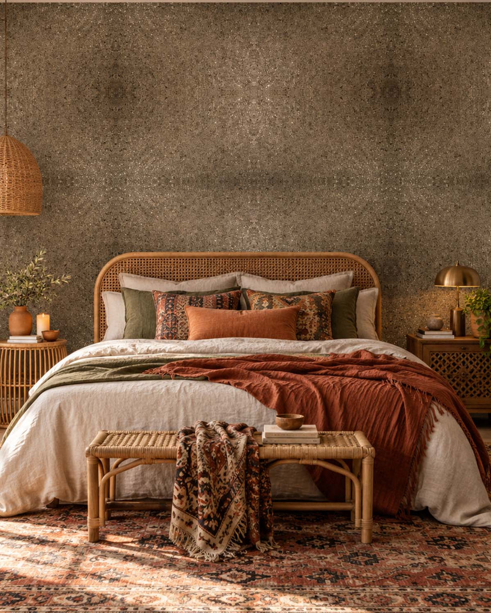 Metallic Mica Brown and Beige Rocky Road Wallpaper R4594