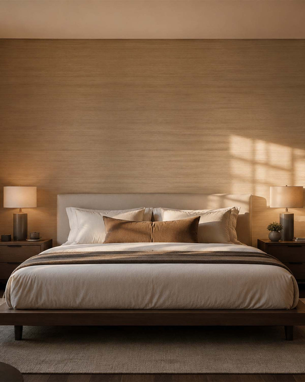 Fine Weave Beige and Brown Grasscloth Wallpaper R4637