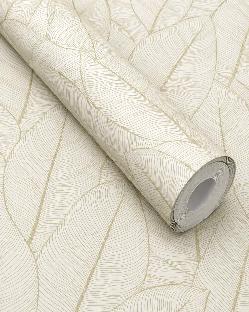 Gold Fine Line Leaves Wallpaper R6296