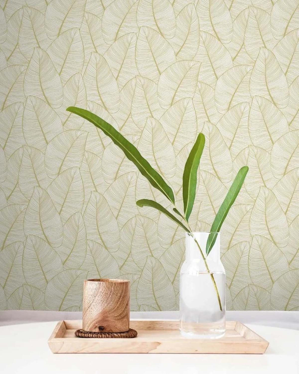 Gold Fine Line Leaves Wallpaper R6296
