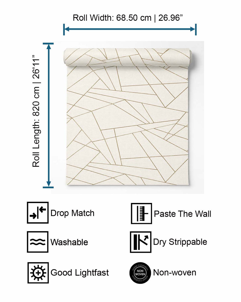 White & Gold Sharp Geometric Wallpaper R6315