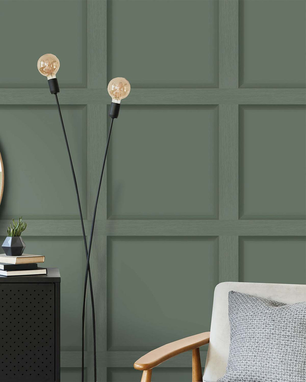 Green Modern Wood Panel 3D Effect Wallpaper R7647