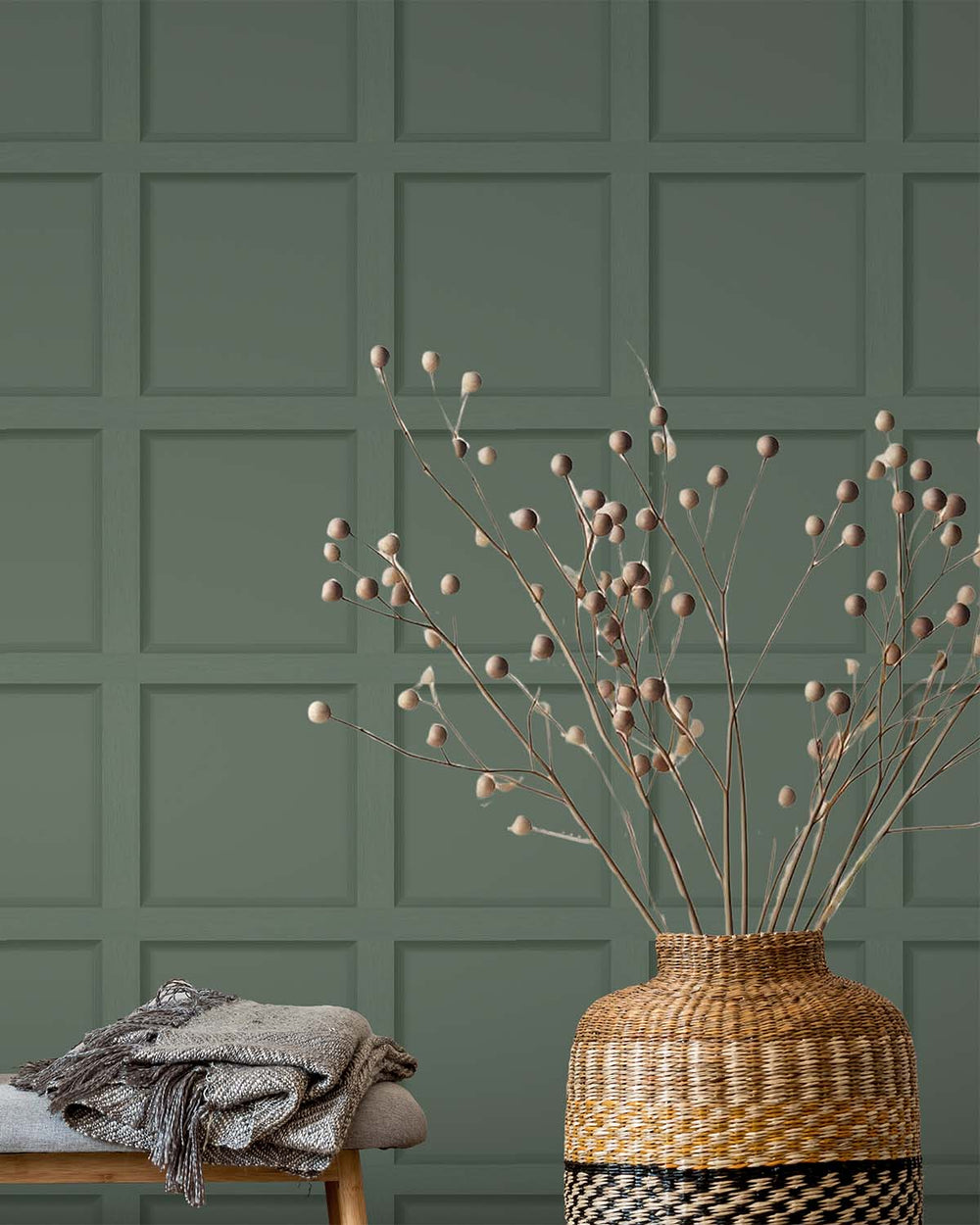 Green Modern Wood Panel 3D Effect Wallpaper R7647