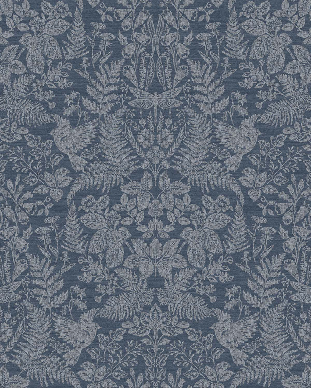 Navy  Floral Stitch Damask Wallpaper R7675