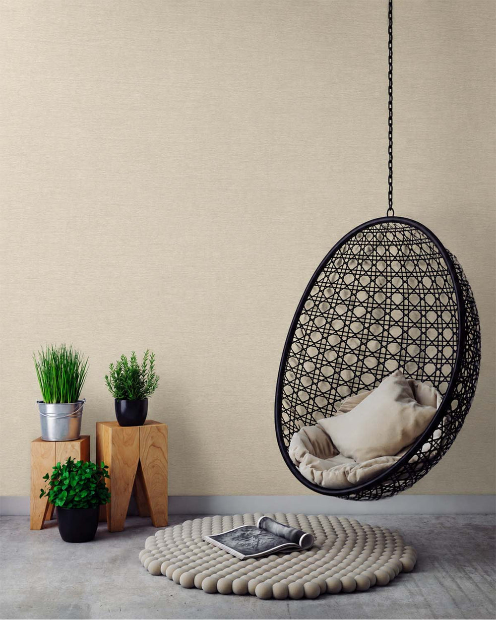 Jomon Light Grey Grasscloth Wallpaper R7903
