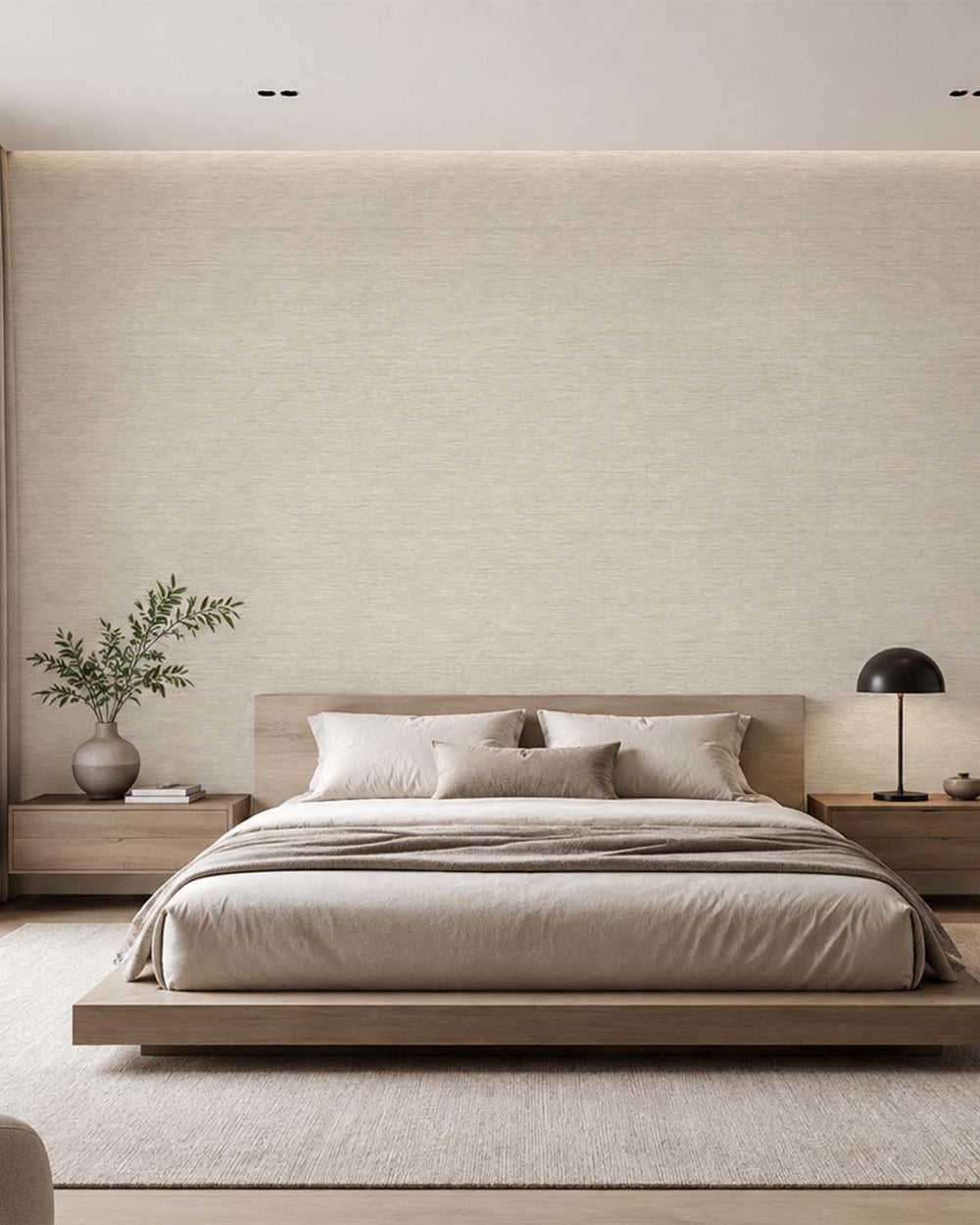 Jomon Light Grey Grasscloth Wallpaper R7903