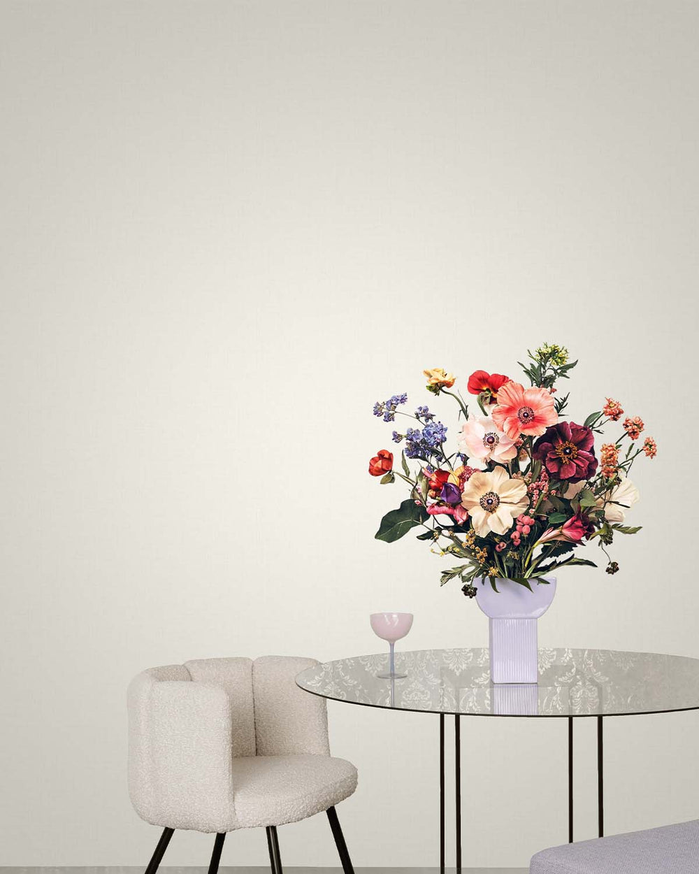 White Plain Textured Wallpaper R7938