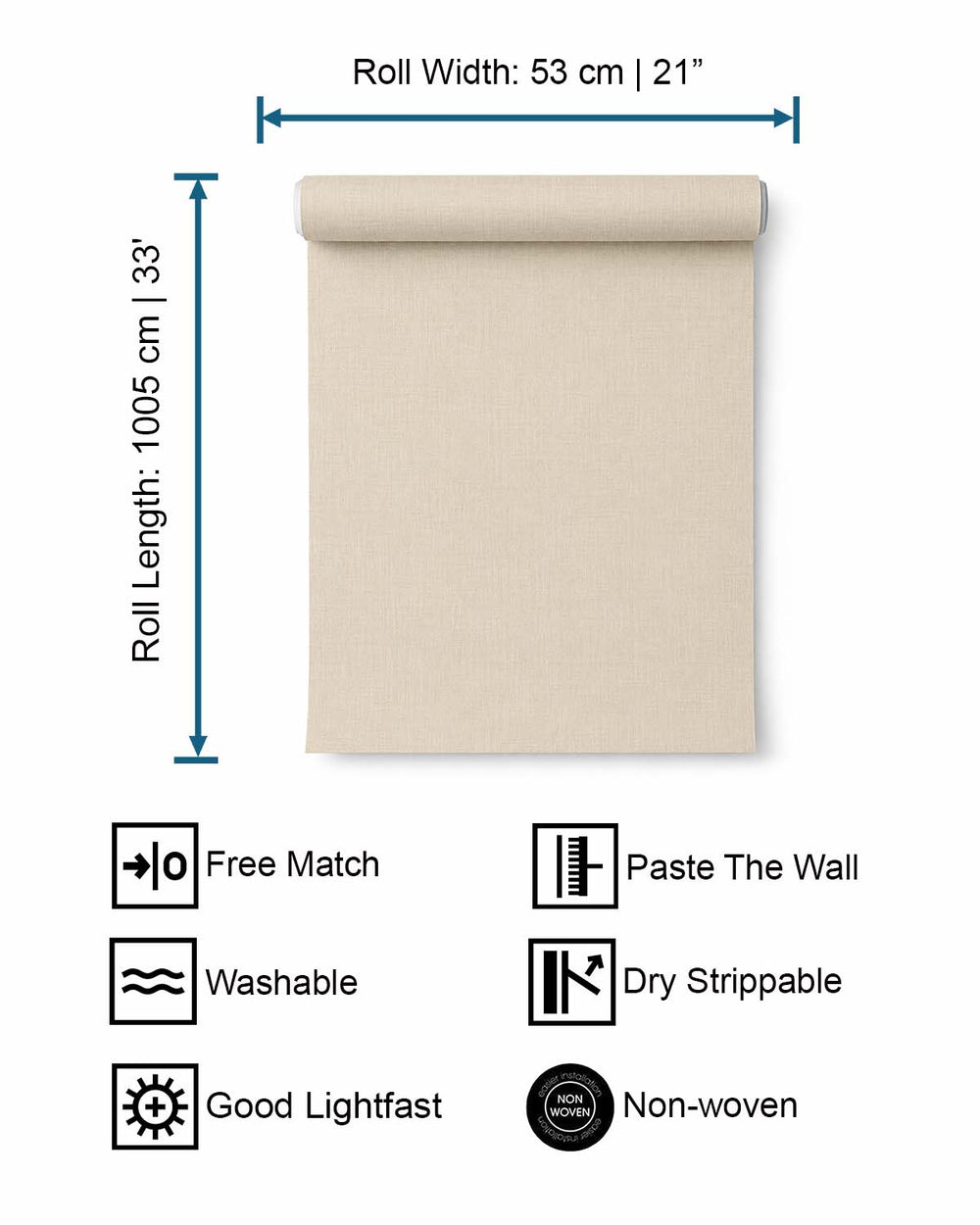 Light Beige Plain Textured Wallpaper R7940