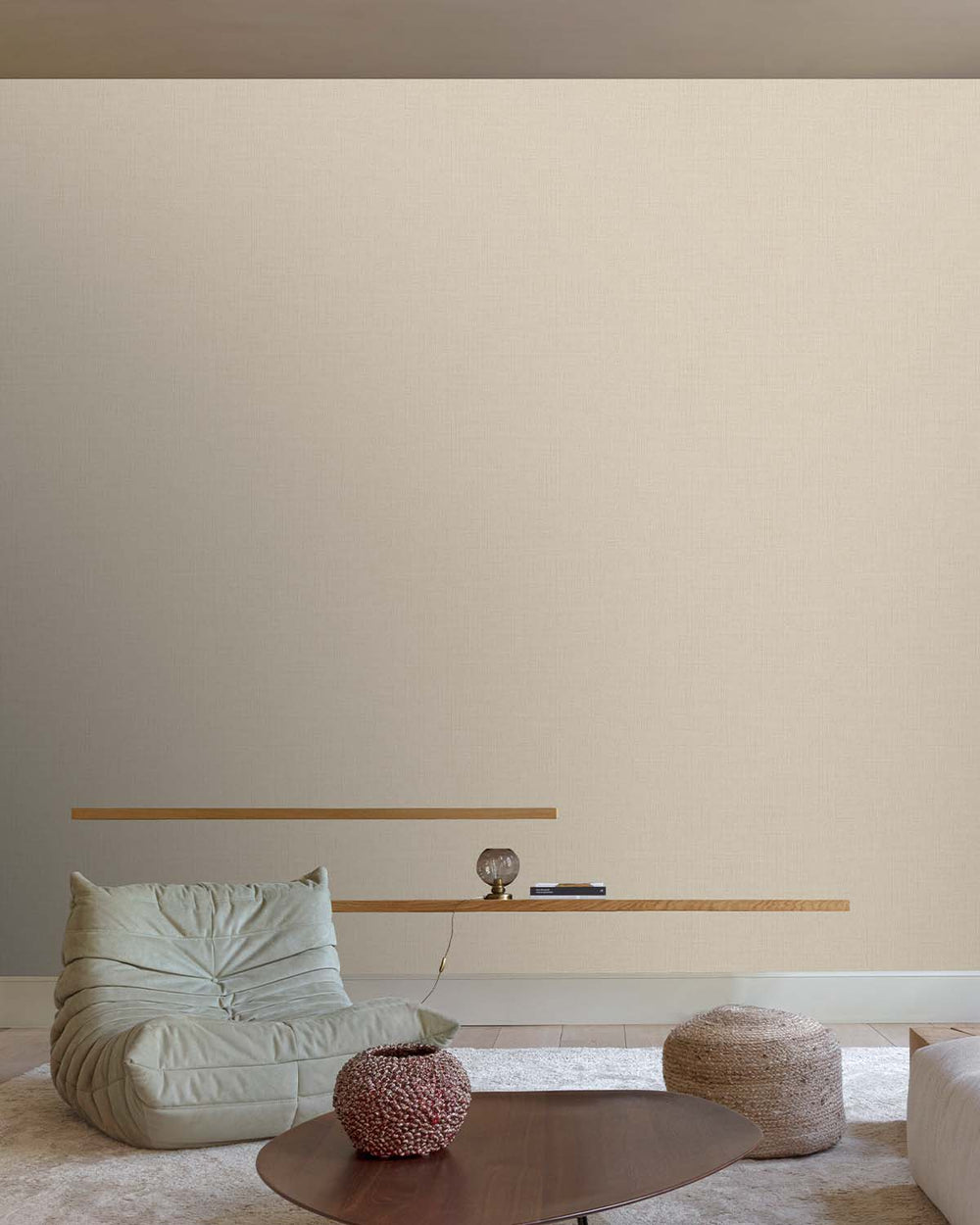 Light Beige Plain Textured Wallpaper R7940