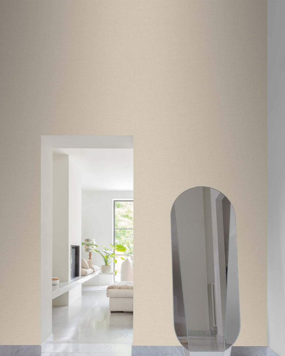 Light Beige Plain Textured Wallpaper R7940