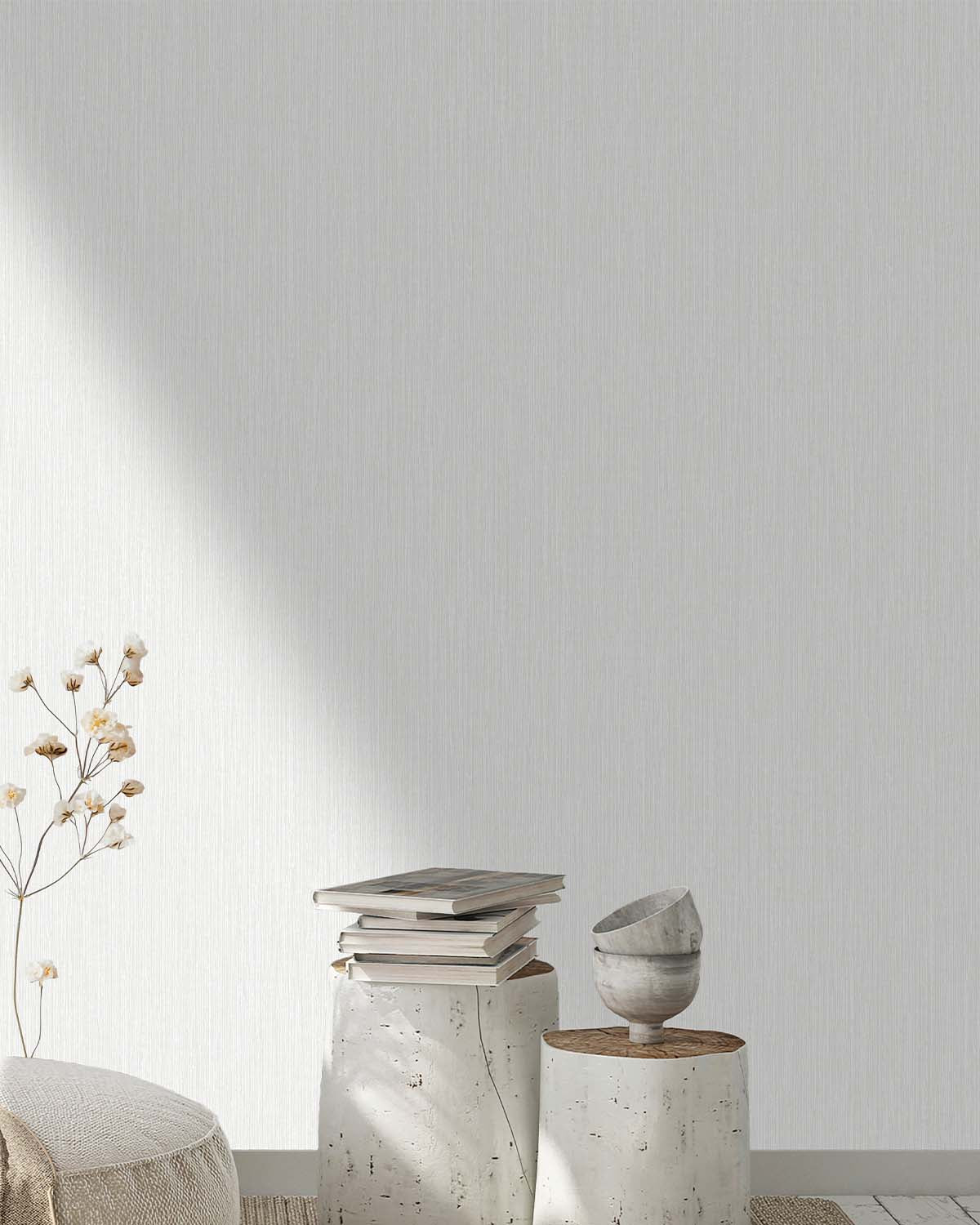 White Uni-Plain Textured Wallpaper R7984