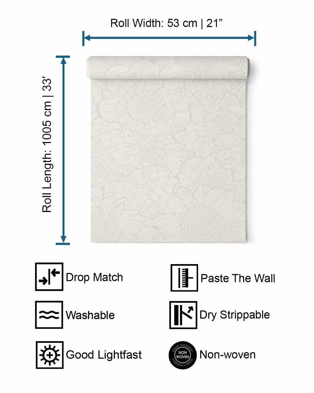 Beige Stylish Sketched Floral Wallpaper R8000