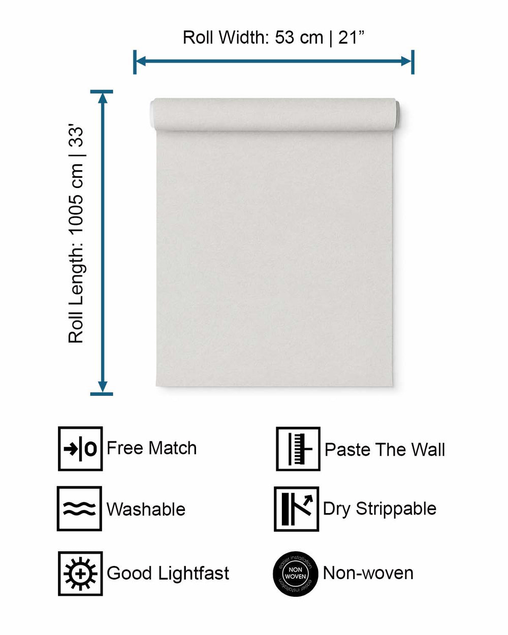 White Plain Textile Wallpaper R8009
