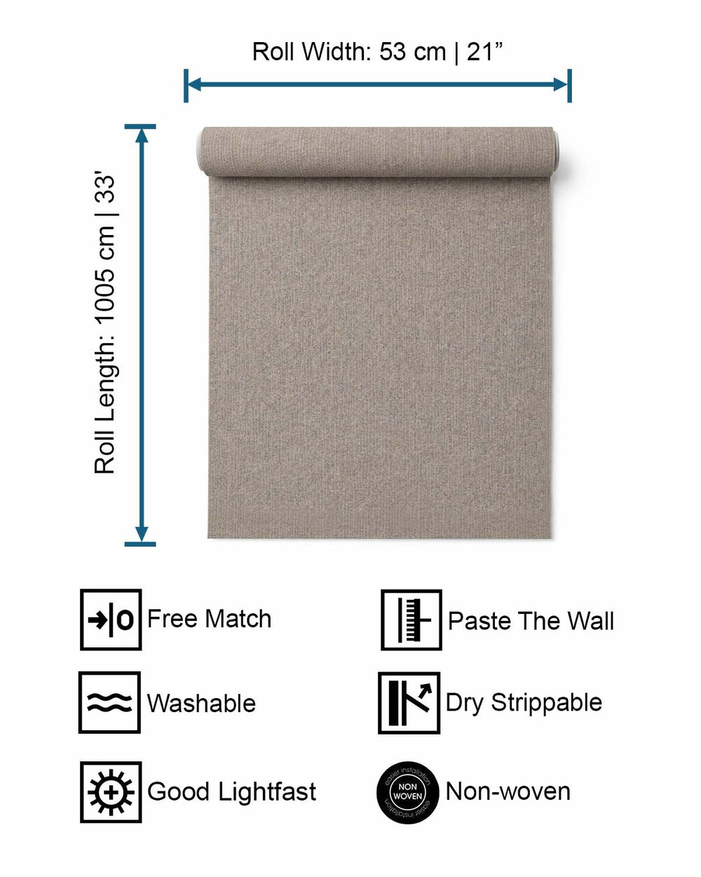 Taupe Plain Textile Wallpaper R8012