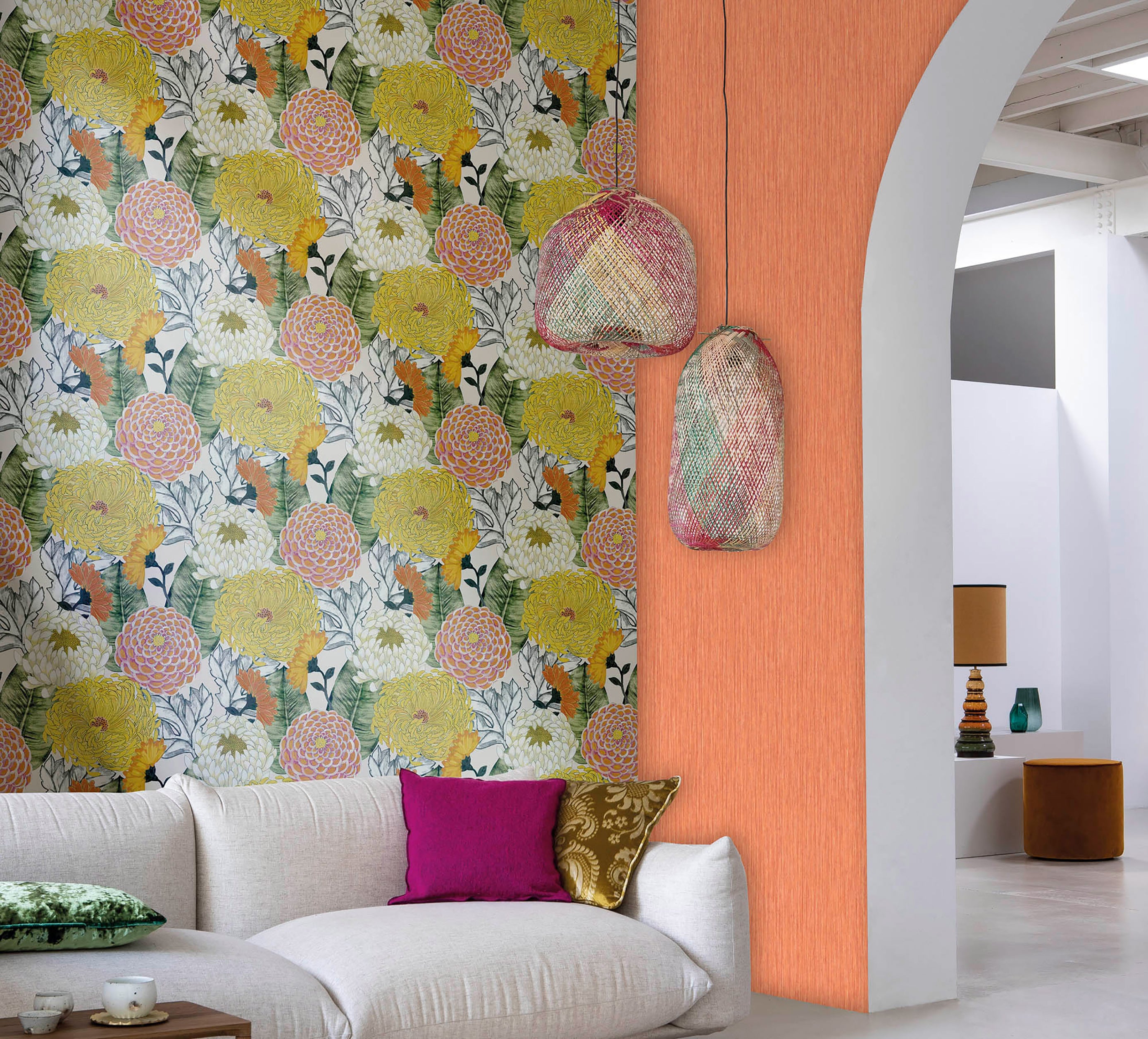 Orange Bold Floral Blossoms R8125 – Walls Republic US