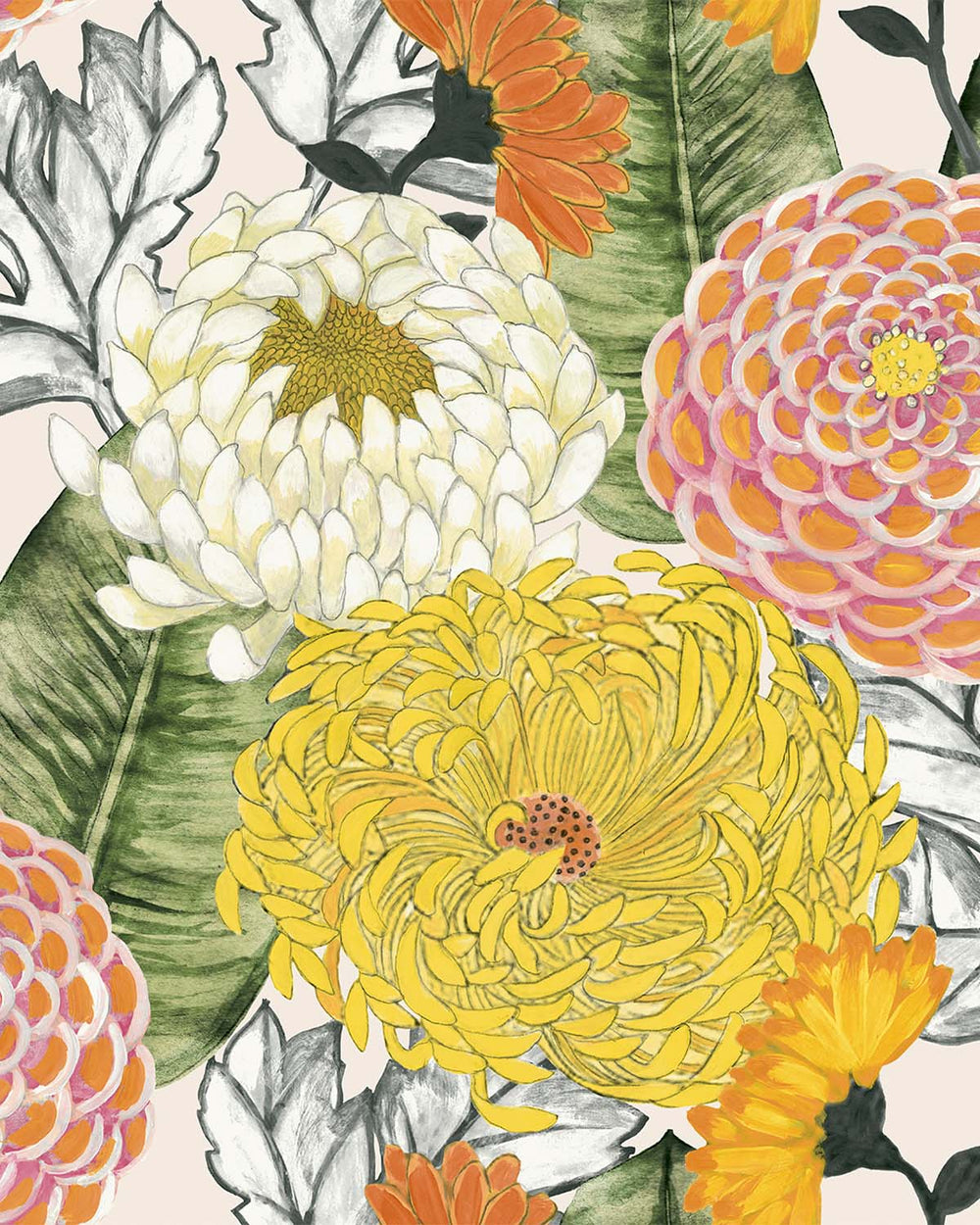 Orange Bold Floral Blossoms R8125