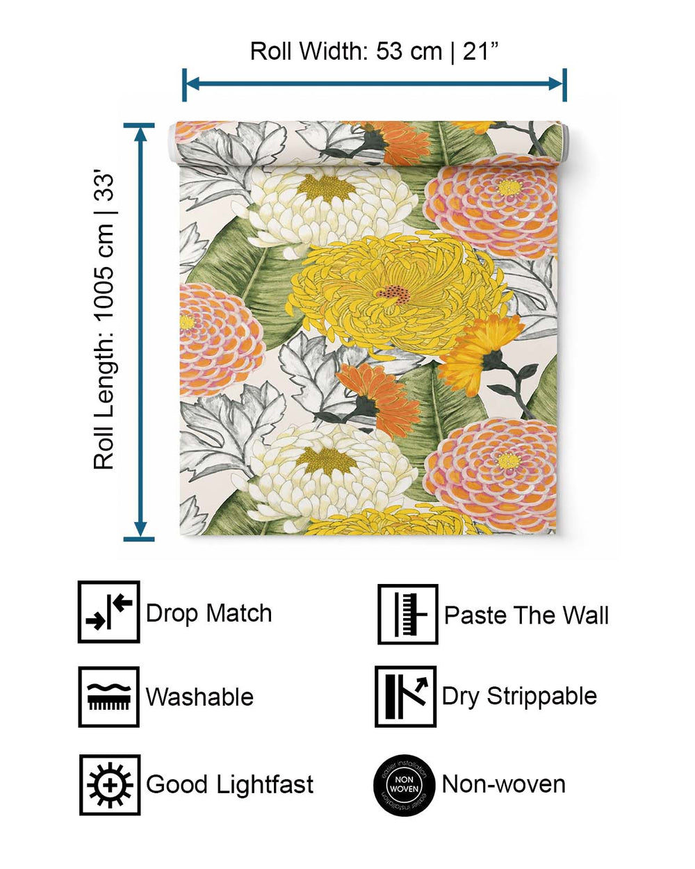 Orange Bold Floral Blossoms R8125