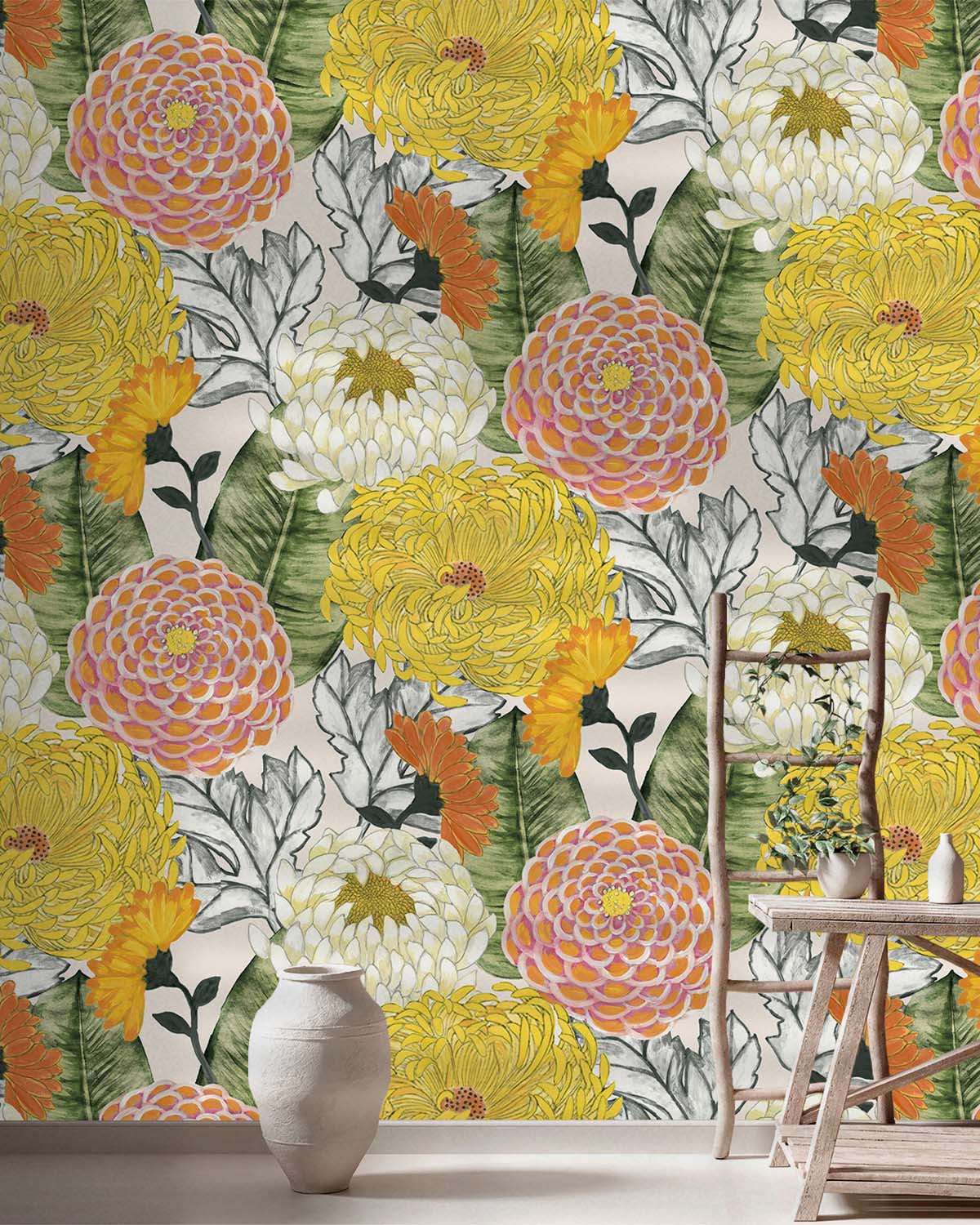 Orange Bold Floral Blossoms R8125 – Walls Republic US