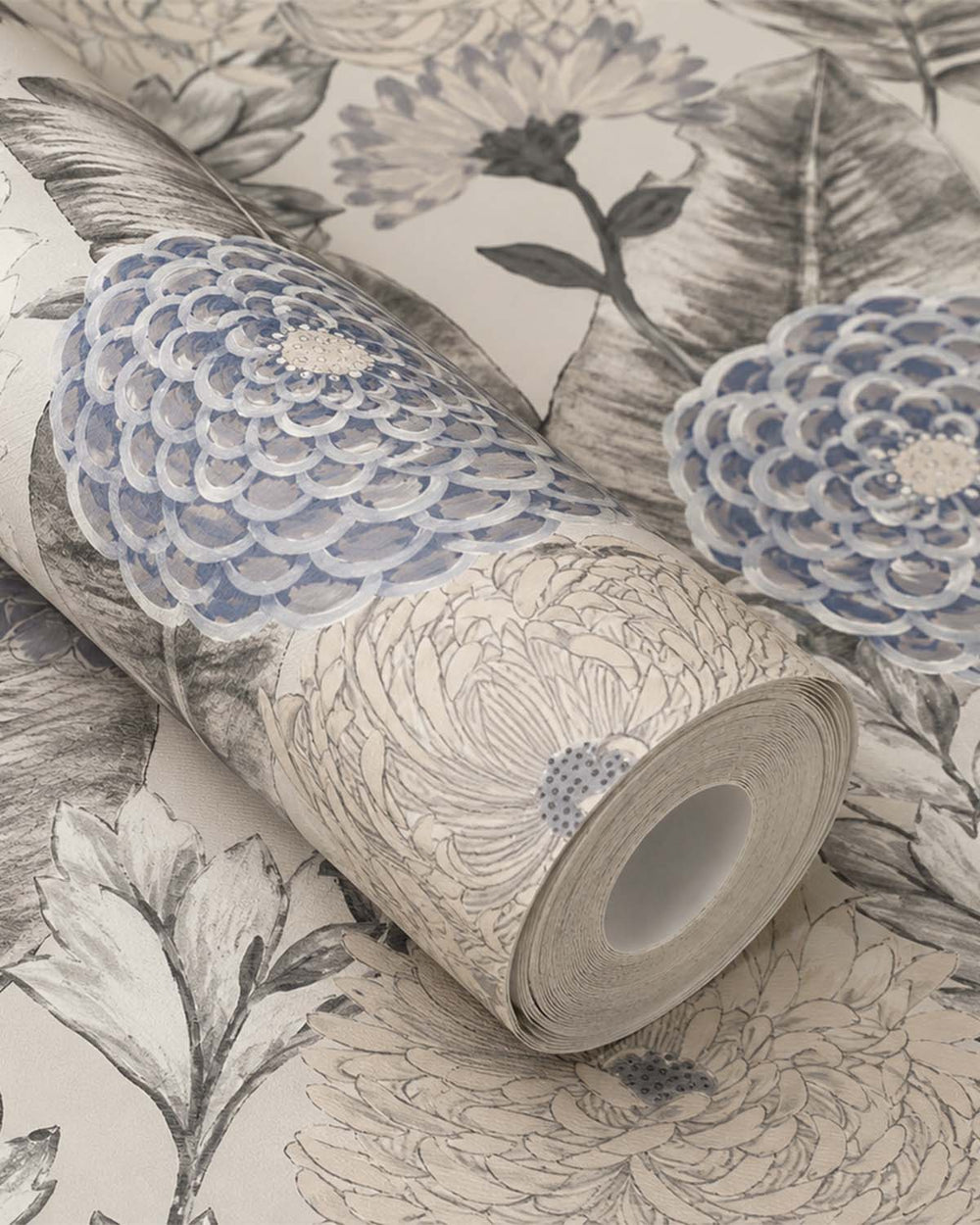 Grey - Blush Pink Bold Floral Blossoms R8127