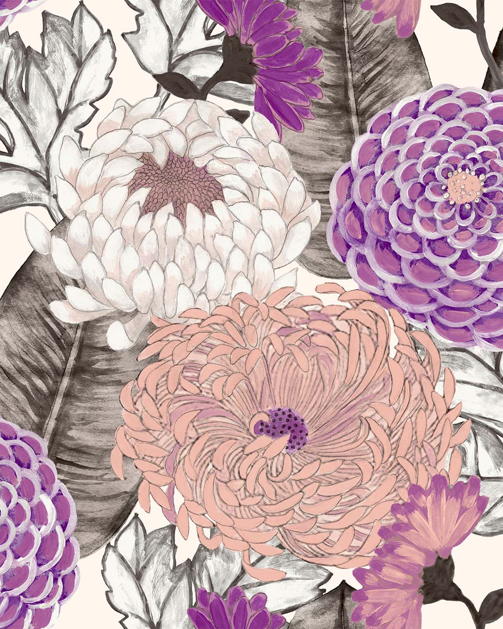 Purple Bold Floral Blossoms R8128