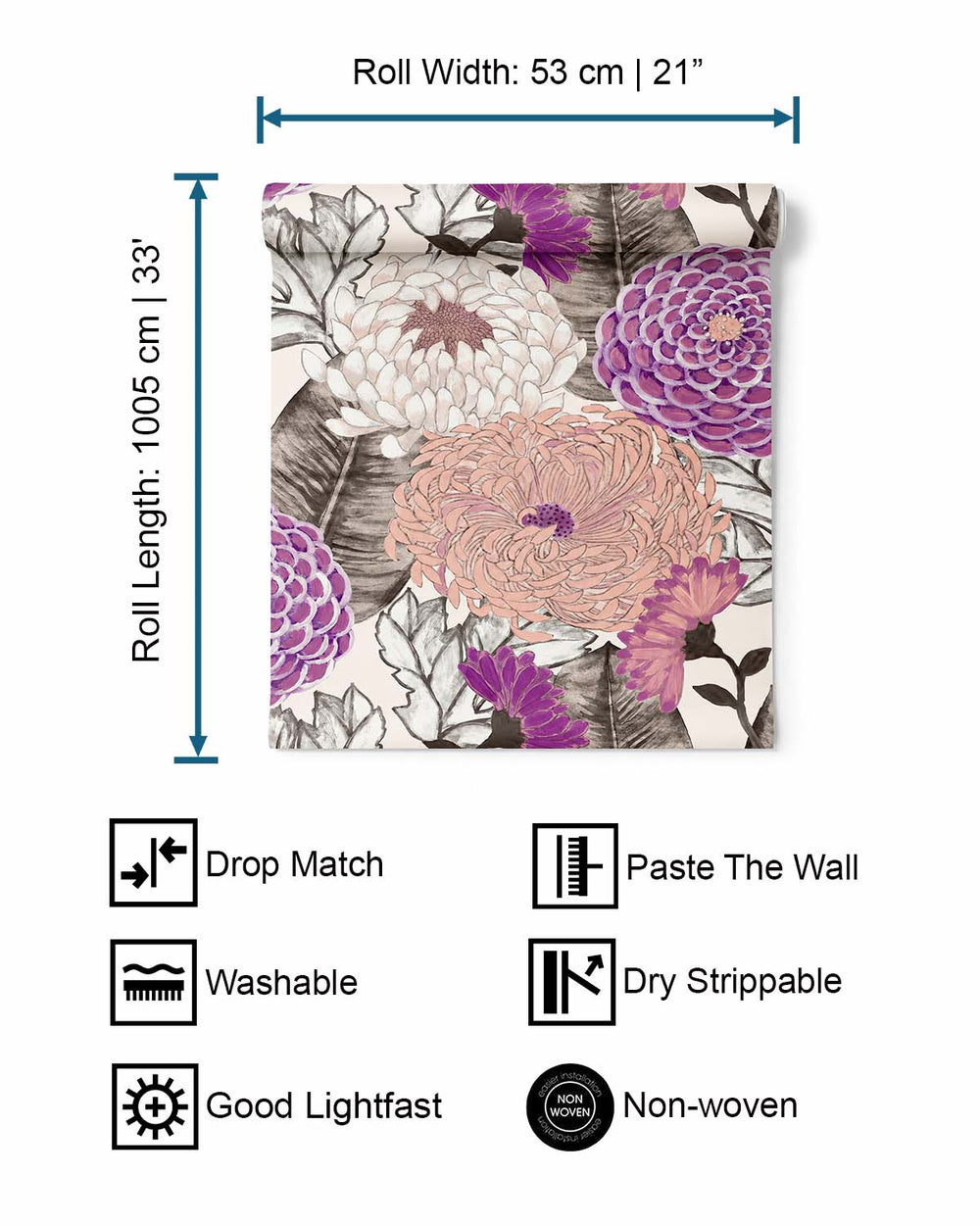 Purple Bold Floral Blossoms R8128