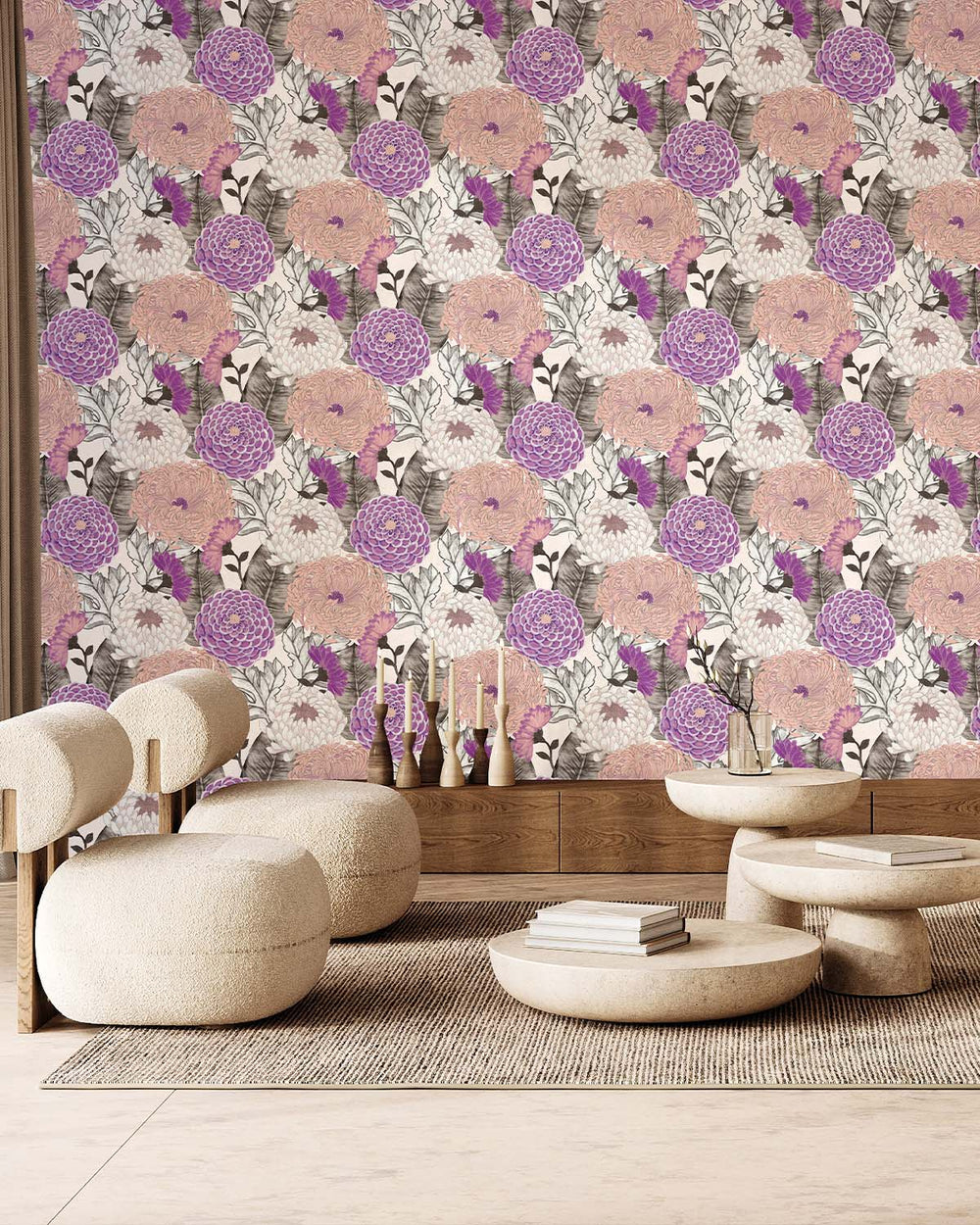 Purple Bold Floral Blossoms R8128