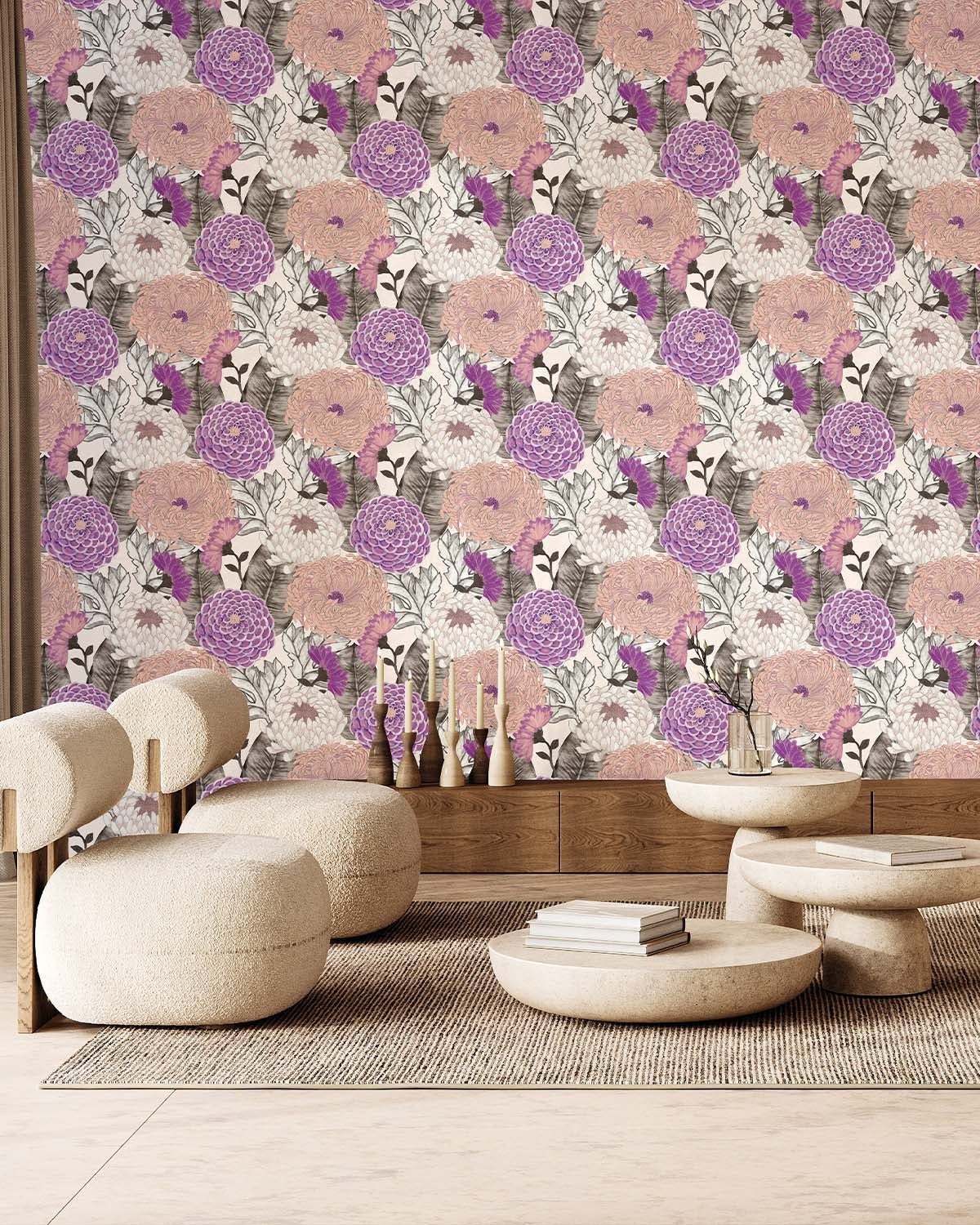 Purple Bold Floral Blossoms R8128