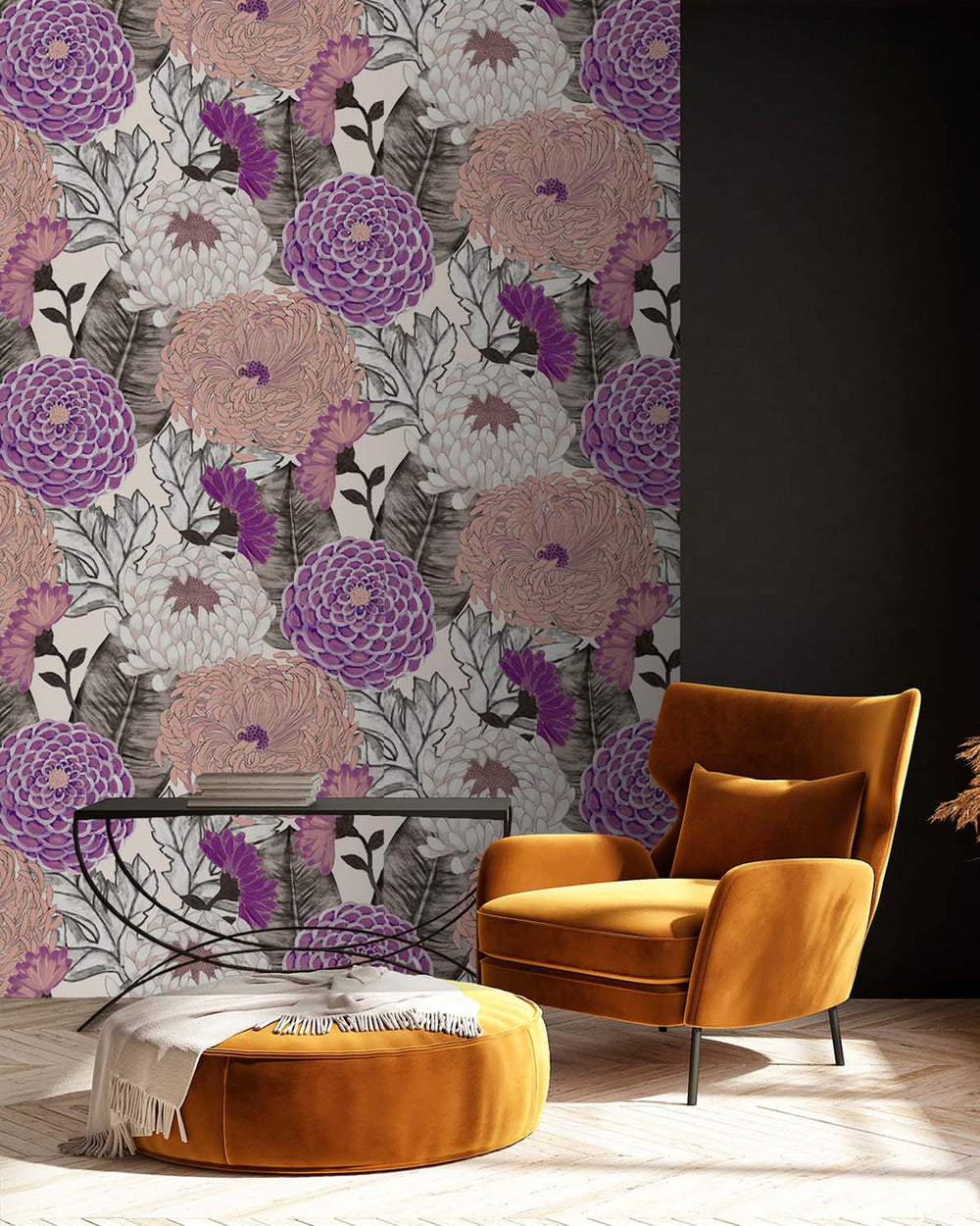 Purple Bold Floral Blossoms R8128