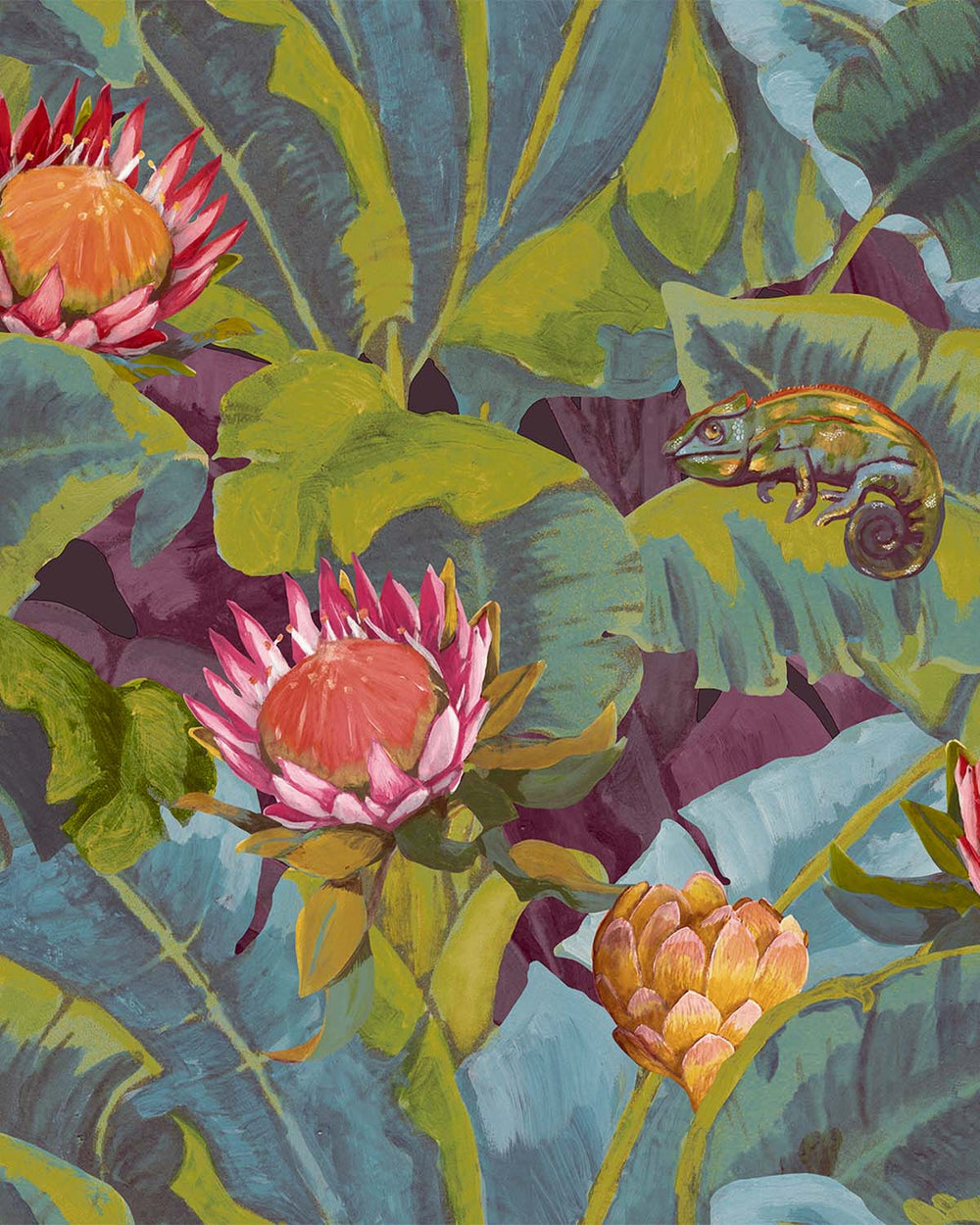 Dark Green Wildlife Tropical Wallpaper R8145