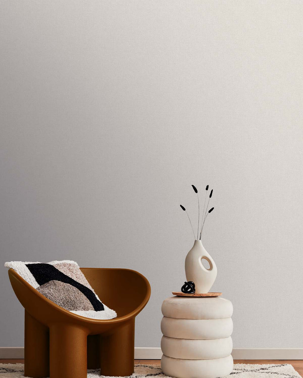 White Plain Fabric Like Textured Wallpaper R8159