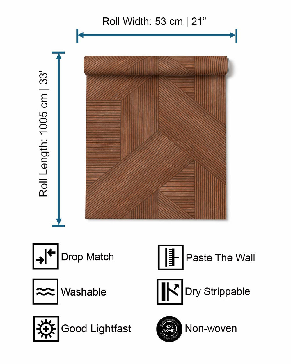 Terracota Geometric Wood Panel Wallpaper R8193