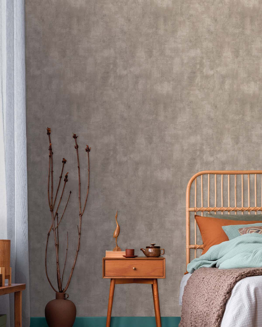 Taupe Plain Textured Wallpaper R8204