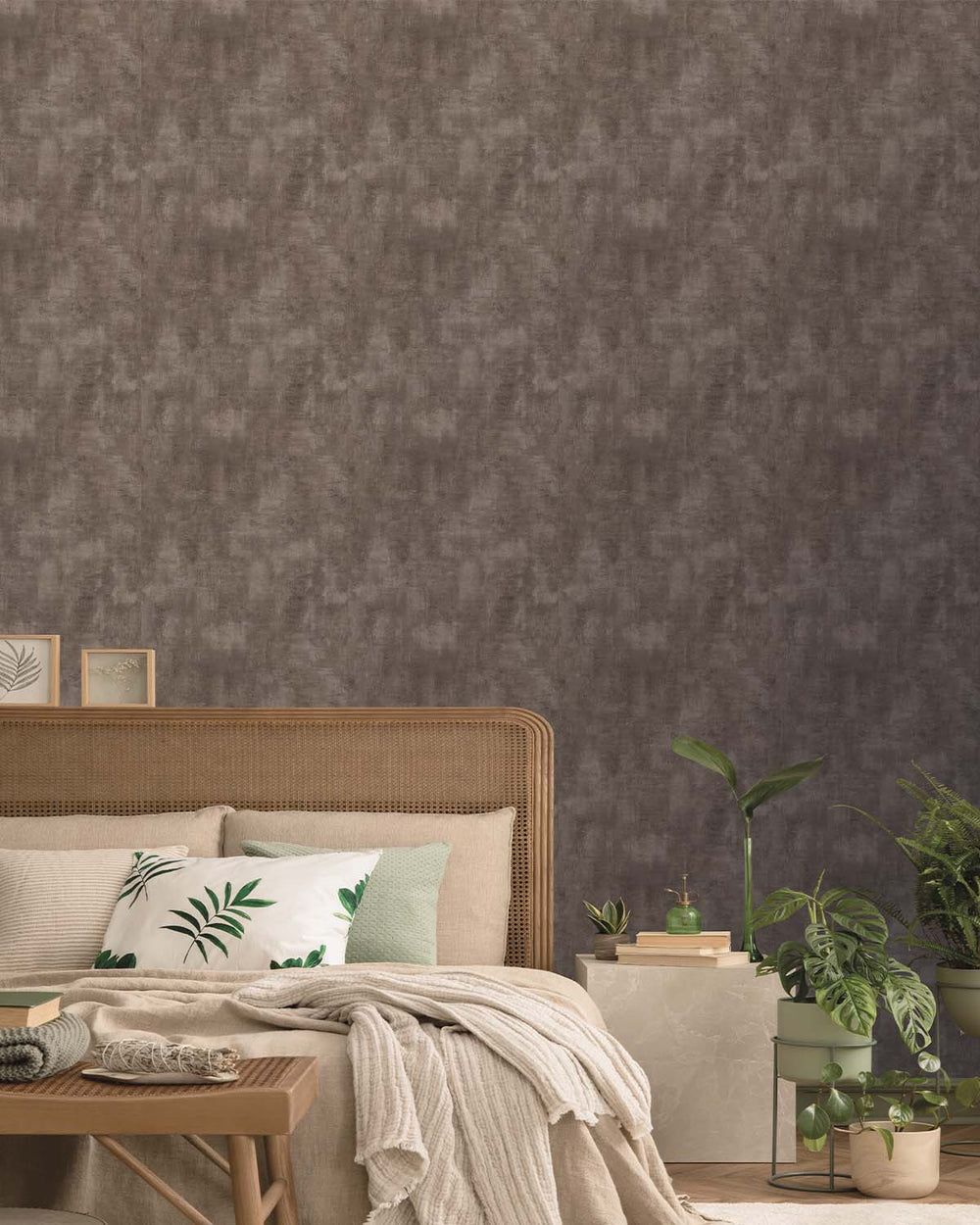 Brown Plain Textured Wallpaper R8205