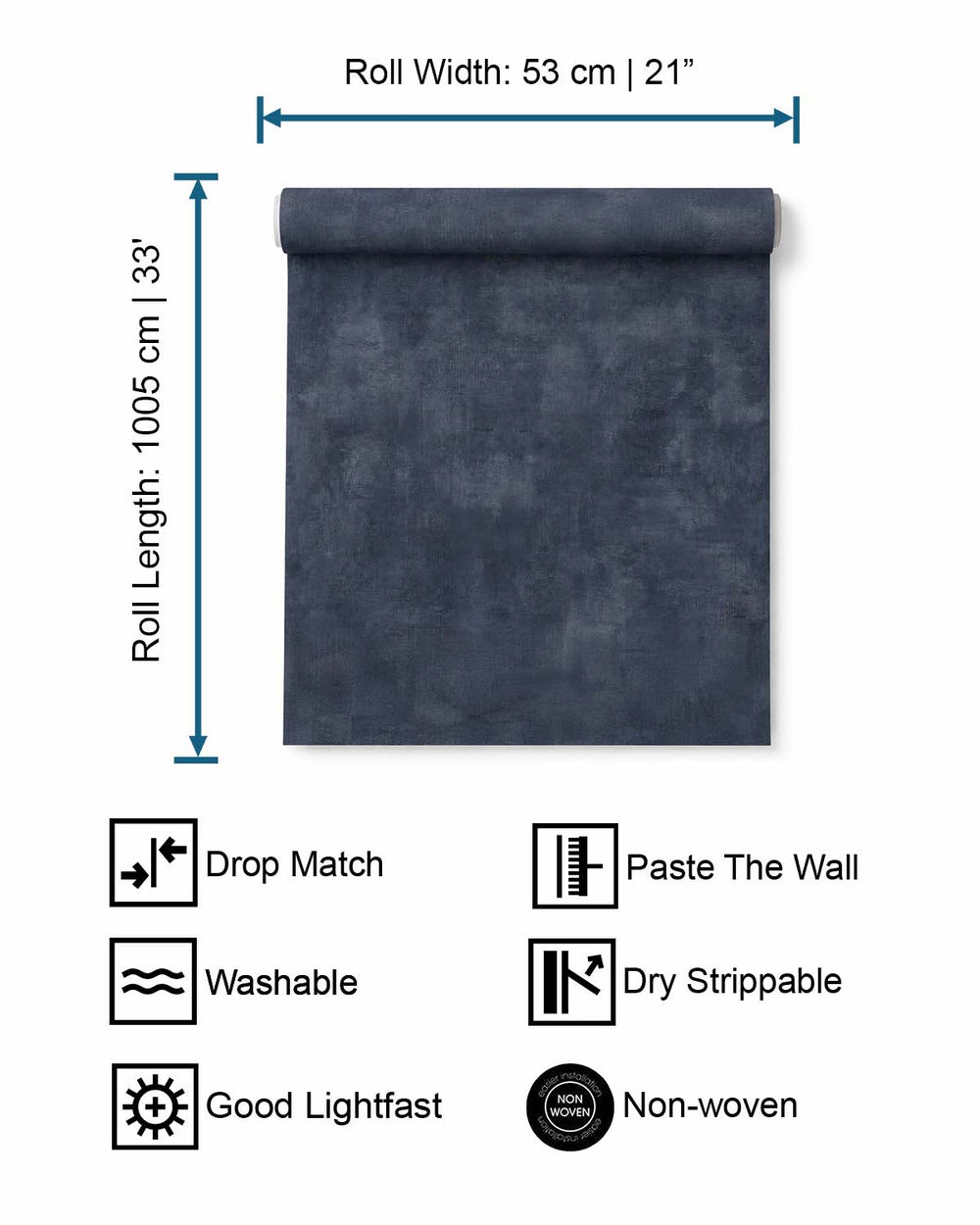 Dark Blue Plain Textured Wallpaper R8211