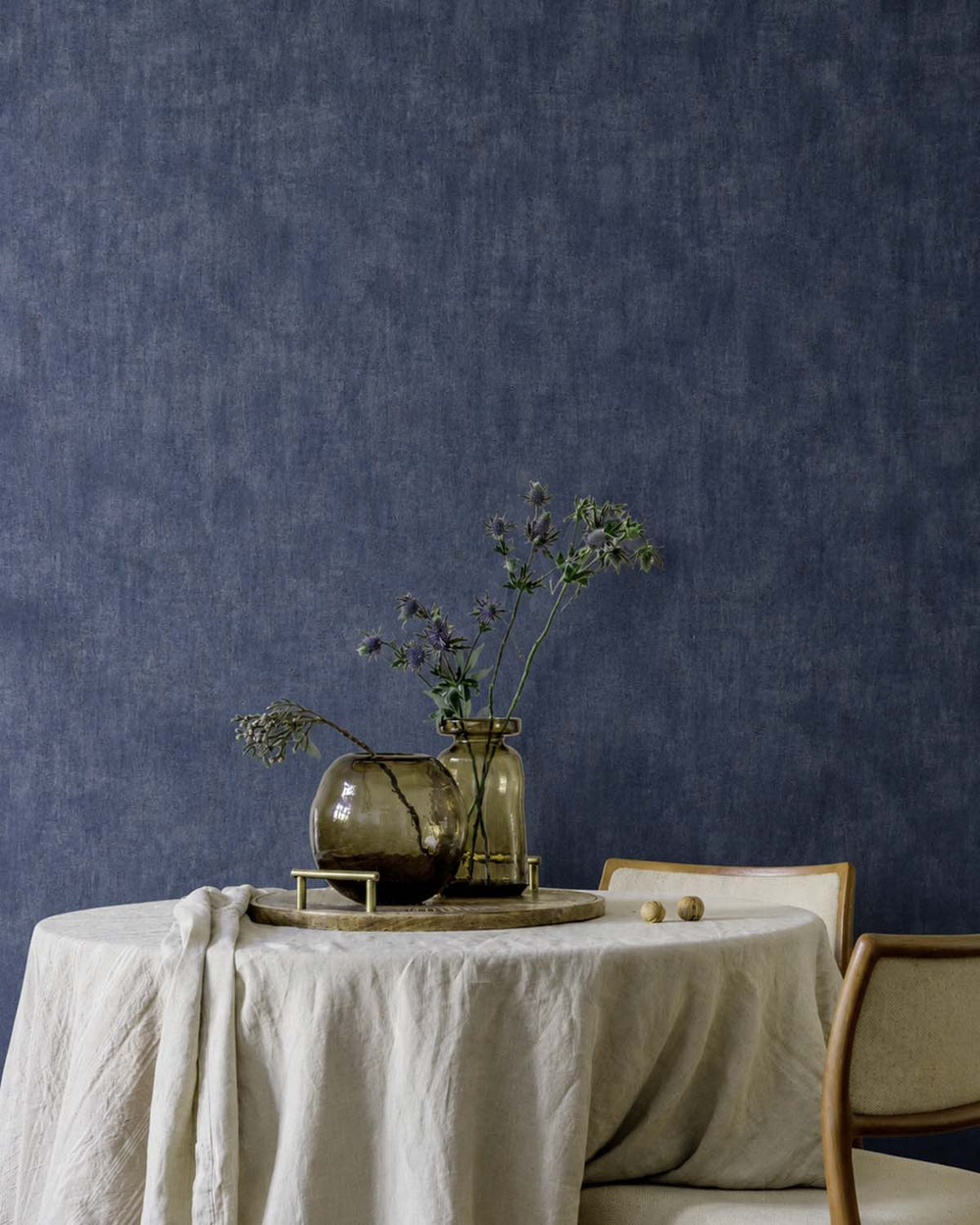 Dark Blue Plain Textured Wallpaper R8211