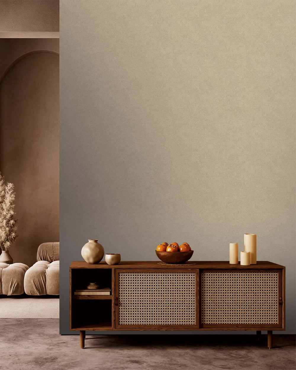 Beige Plain Leather Textured Wallpaper R8213