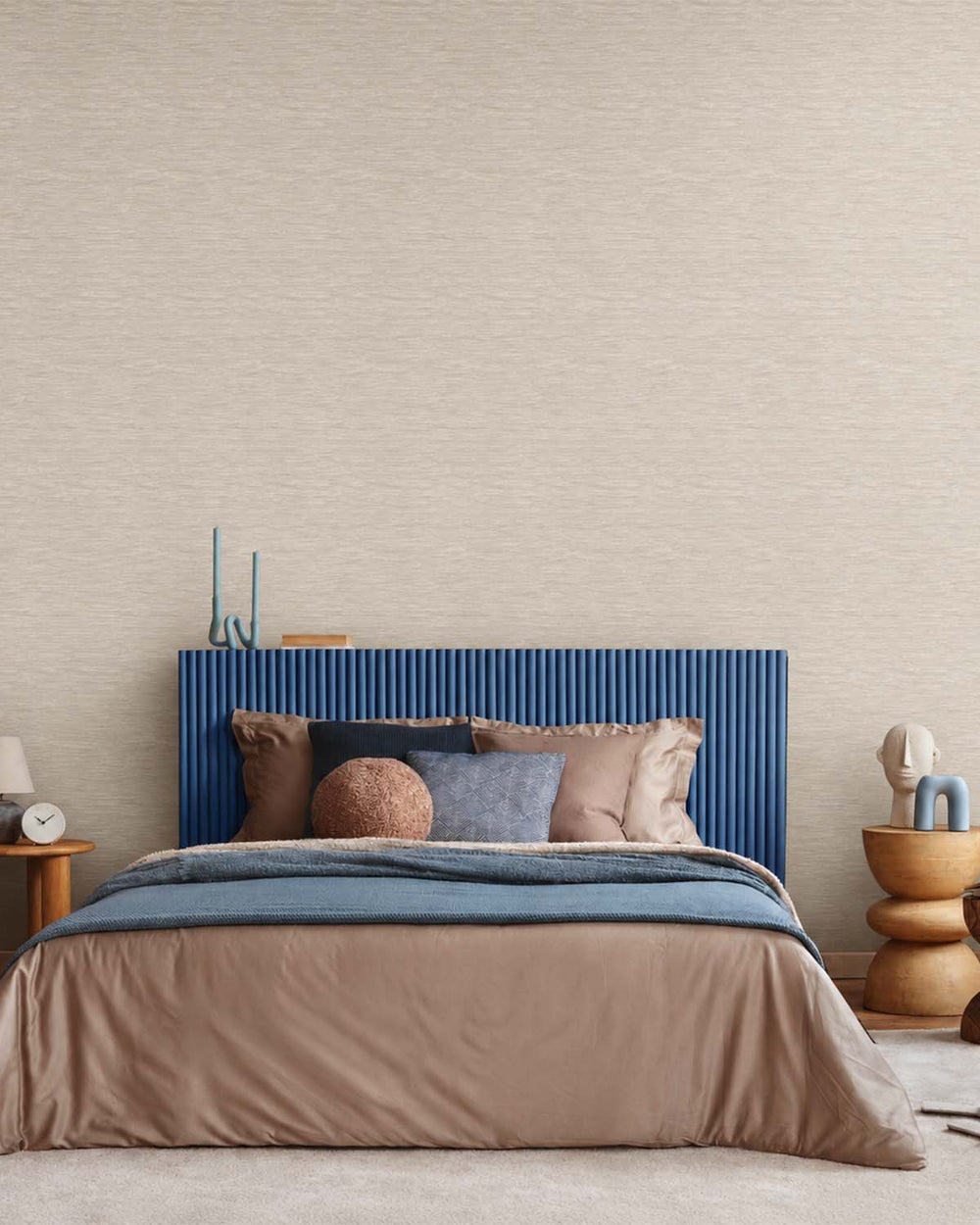 Off White Textured Faux Grasscloth Effect Wallpaper R8225