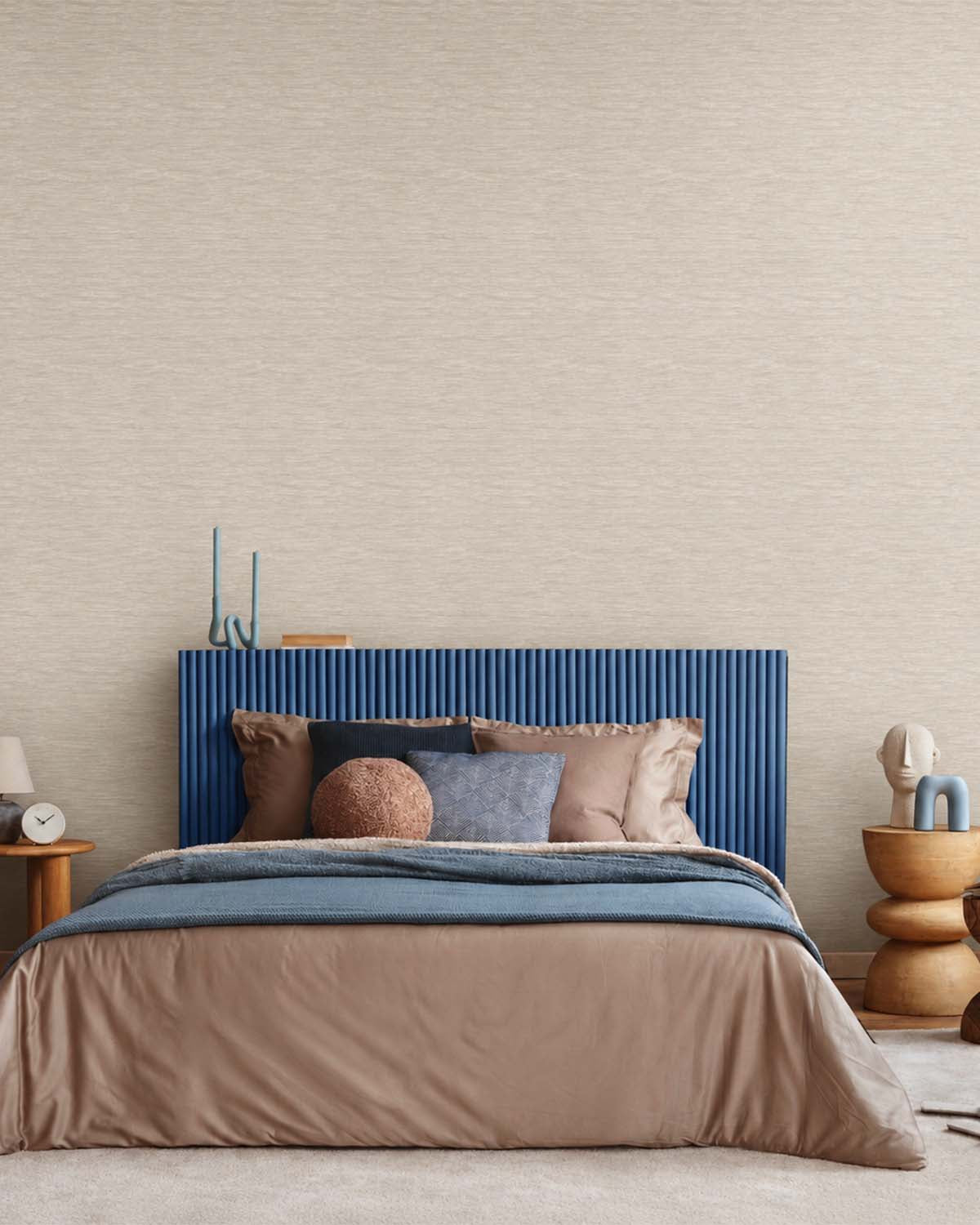 Off White Textured Faux Grasscloth Effect Wallpaper R8225