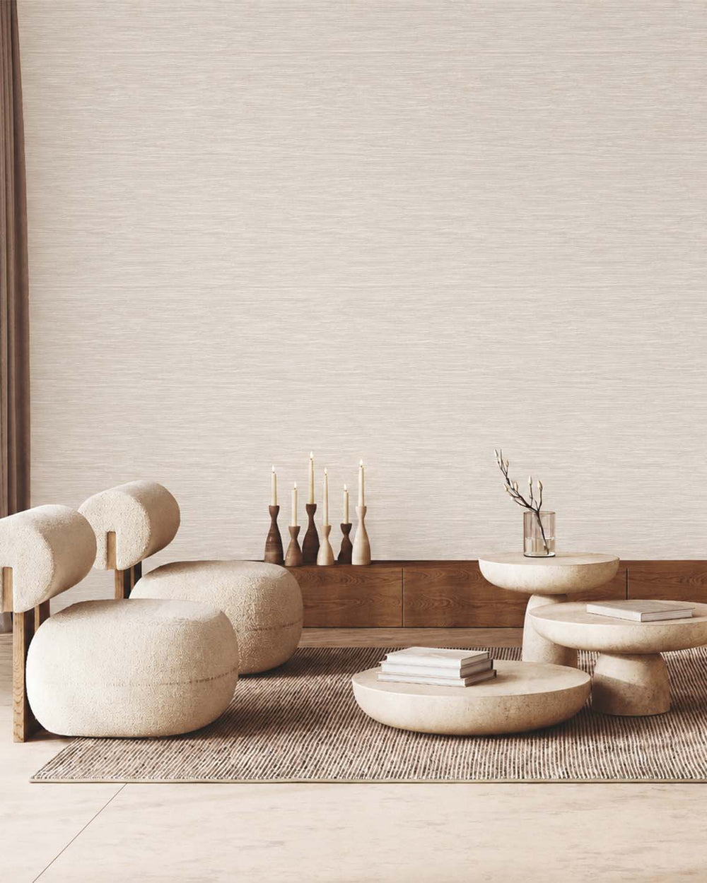 Off White Textured Faux Grasscloth Effect Wallpaper R8225