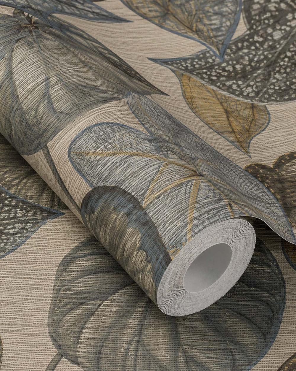 Grey & Blue Bold Tropical Leaves R8234