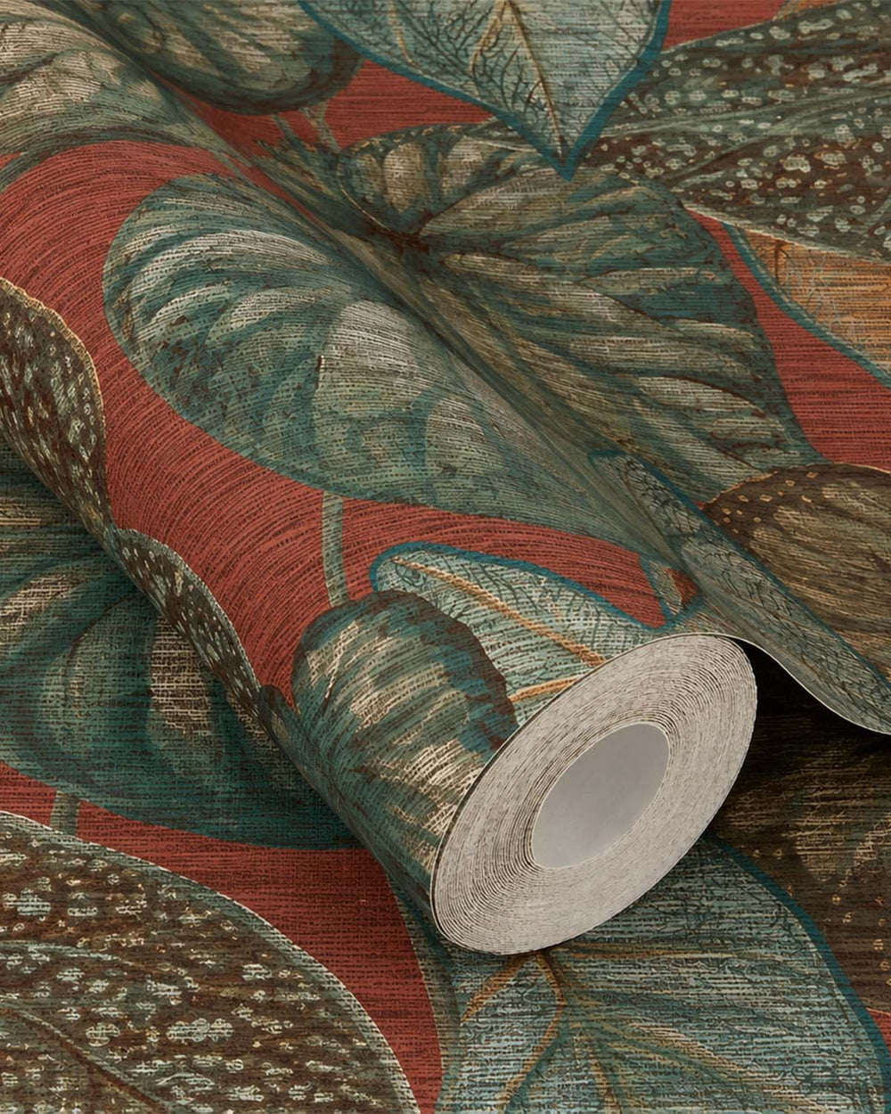 Rust & Green Bold Tropical Leaves R8236