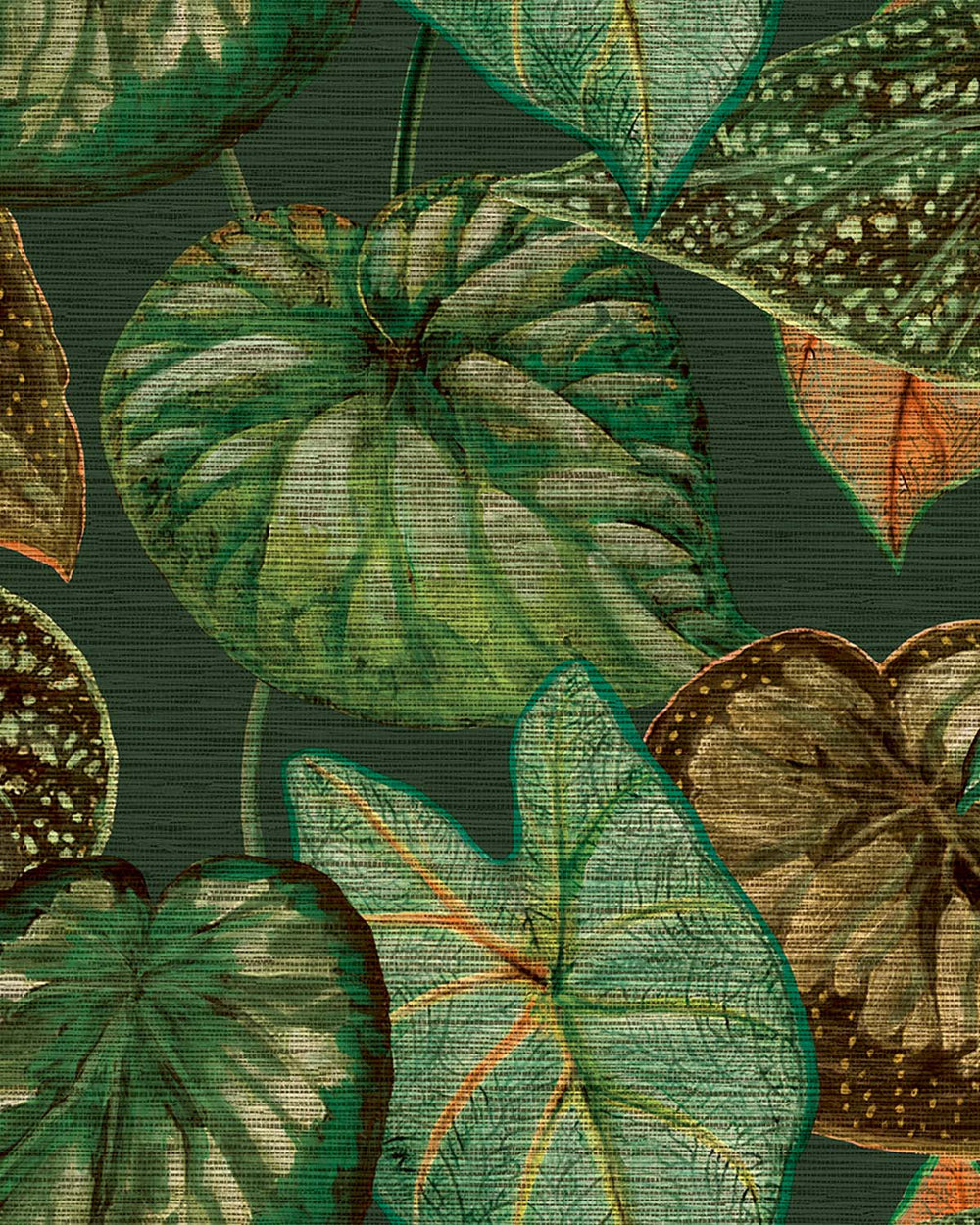 Green Bold Tropical Leaves R8237