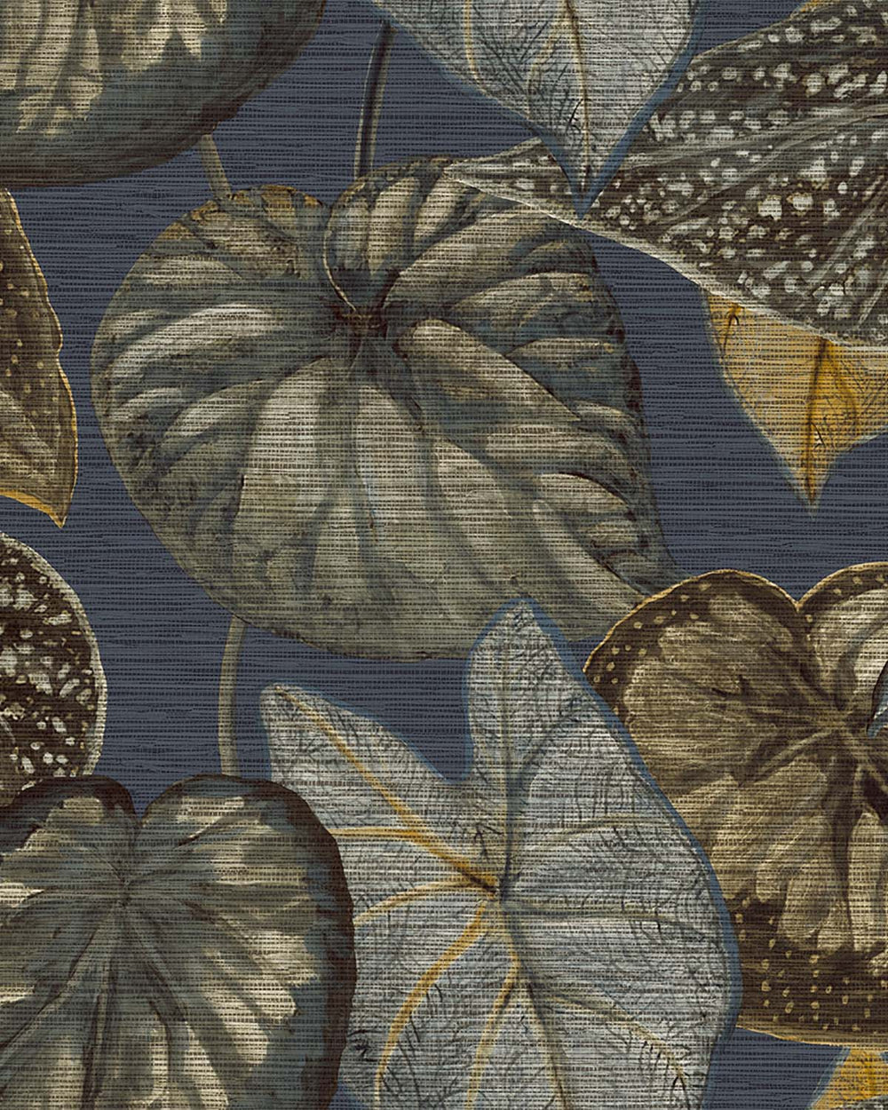 Blue Bold Tropical Leaves R8238
