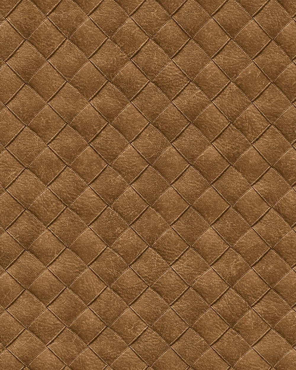 Cognac Leather Patchwork Geometric Wallpaper R8246