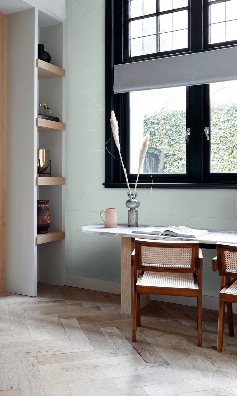 Celadon Green Graphic Lines Wallpaper R8341